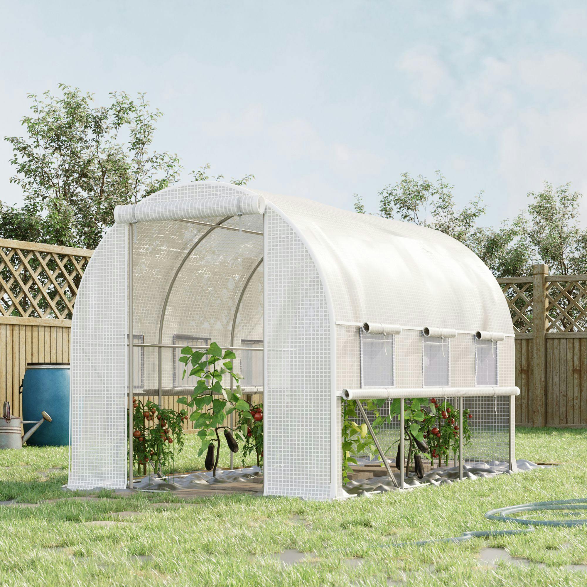 Rackhams Green/White 3 X 2 X 2M Polytunnel House W/ Uv-Resistant Pe Cover,