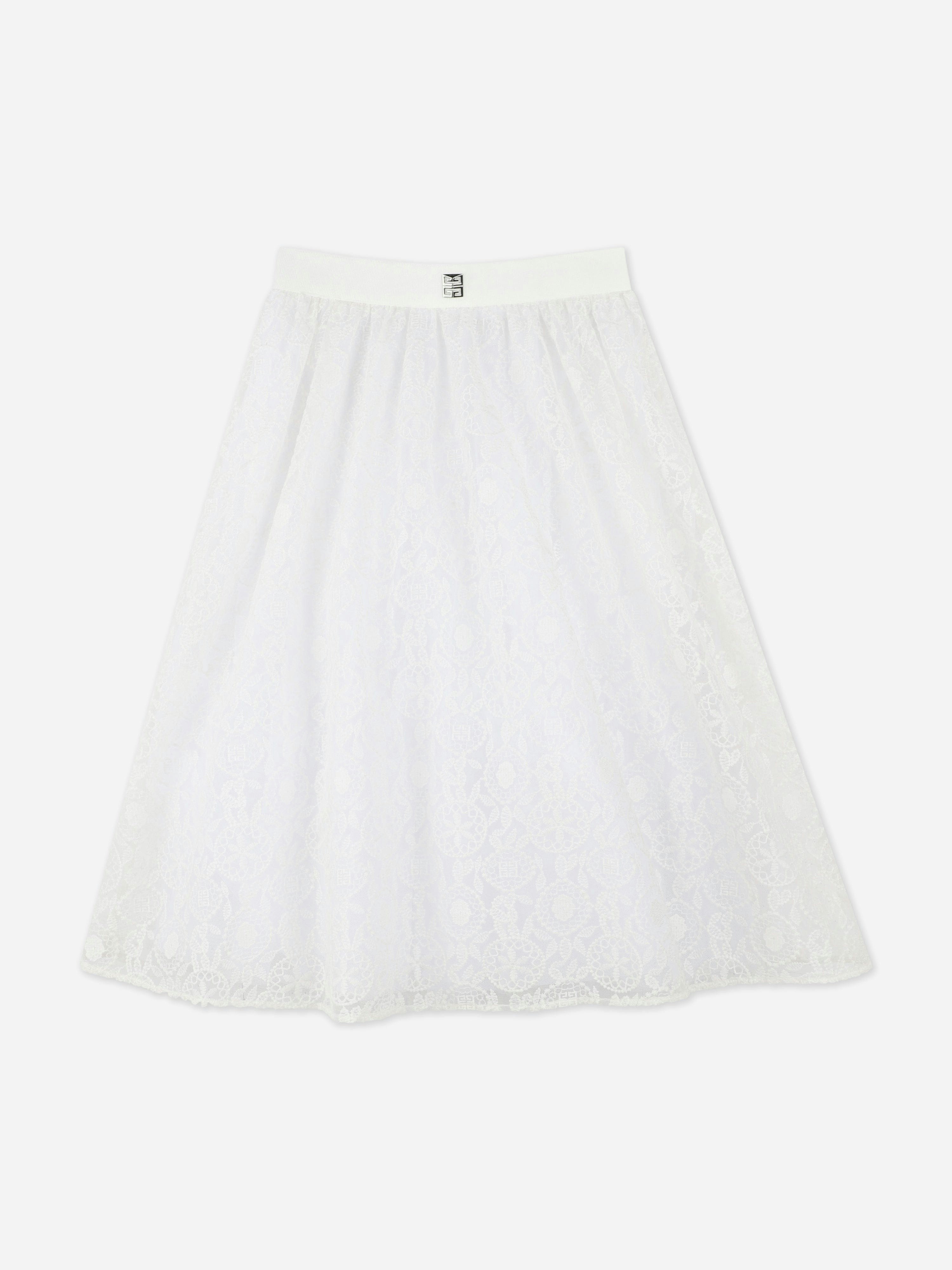 Givenchy Girls White Logo Tulle Skirt In - 5 Yrs