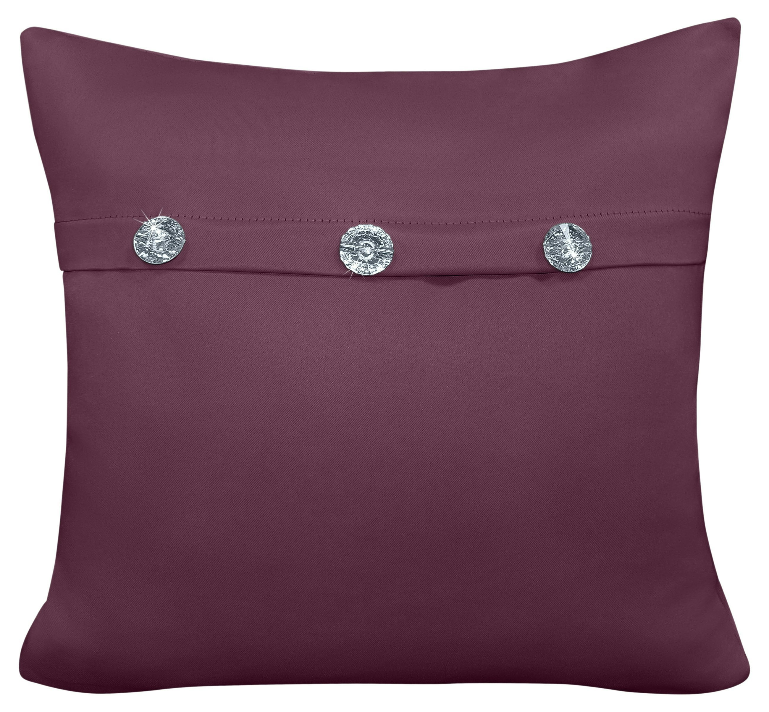Velosso Light Mock Button Gem Stone Fashion Cushion - 43Cm X 43Cm - Plum