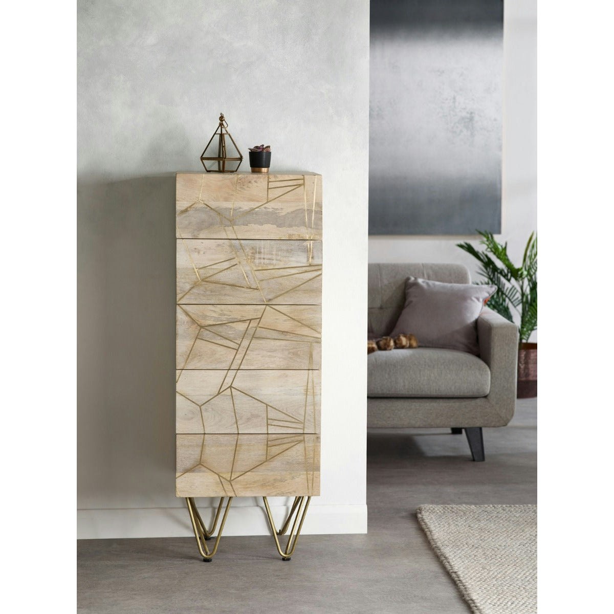 Rackhams Light Tall Chest Of Drawers Barbuto Mango - Wood - 5 - 45Cm X 40Cm X 120Cm (Lxdxh)