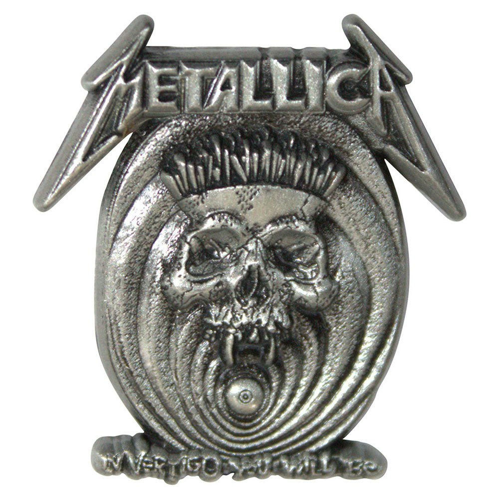 Paradiso Clothing Silver Metallica In Vertigo Band Logo Pin Badge