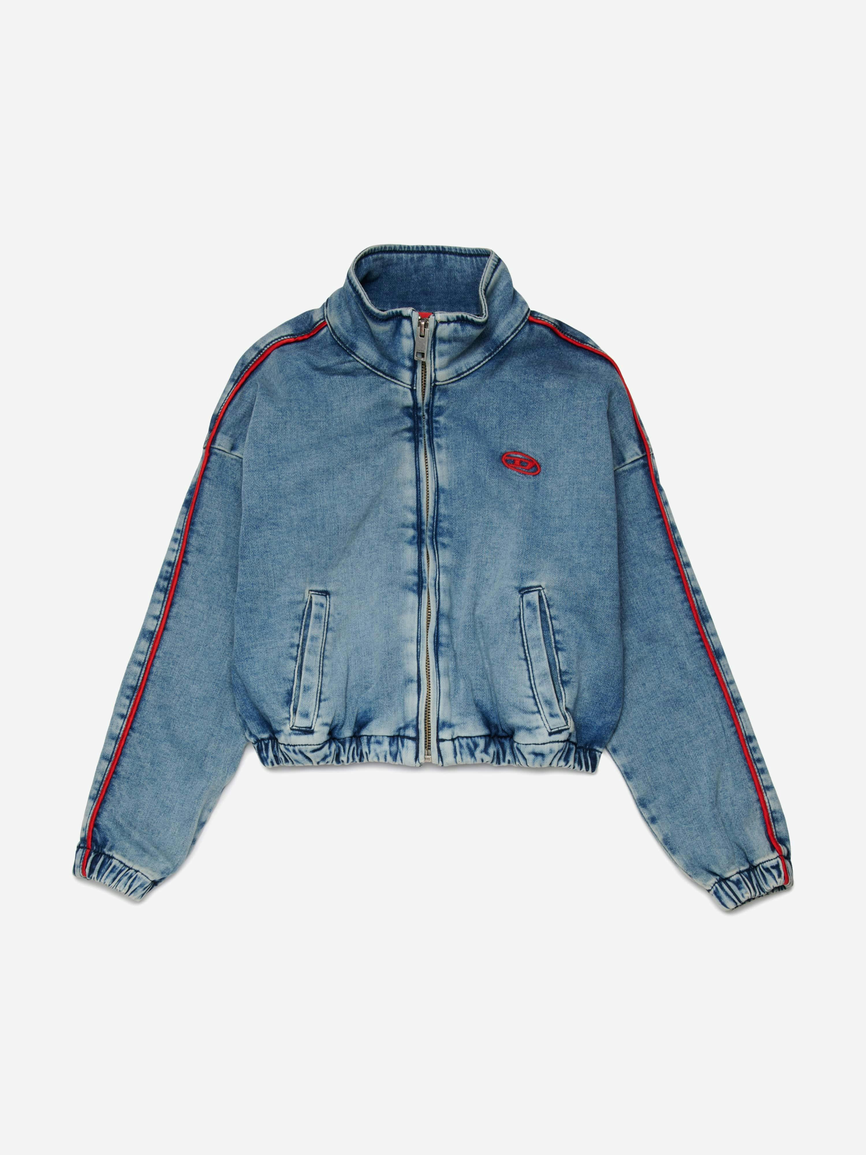 Diesel Girls Blue Embroidered Logo Denim Jacket In - 6 Yrs