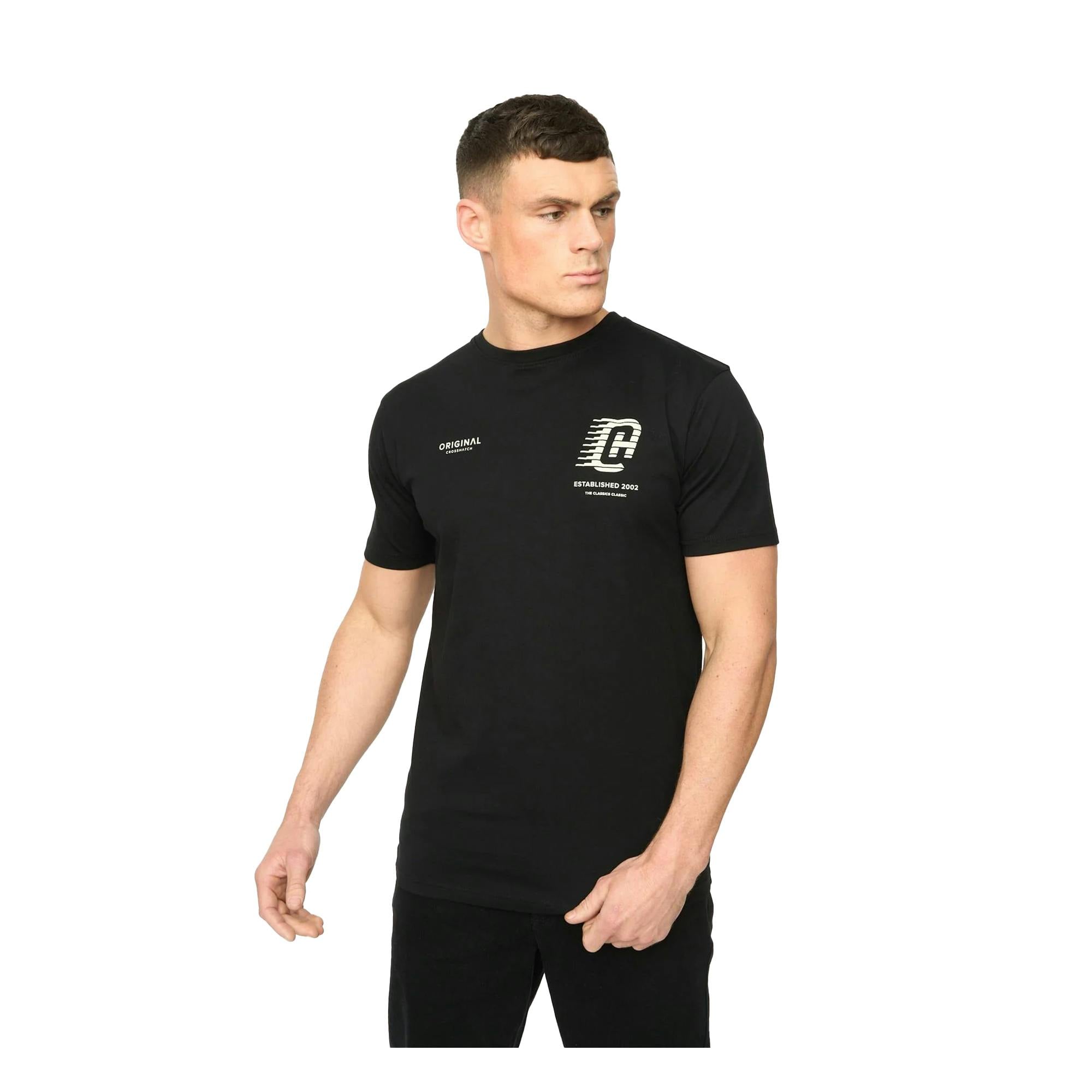 Crosshatch Men's Black Morville Cotton T-Shirt - L - 100% Cotton