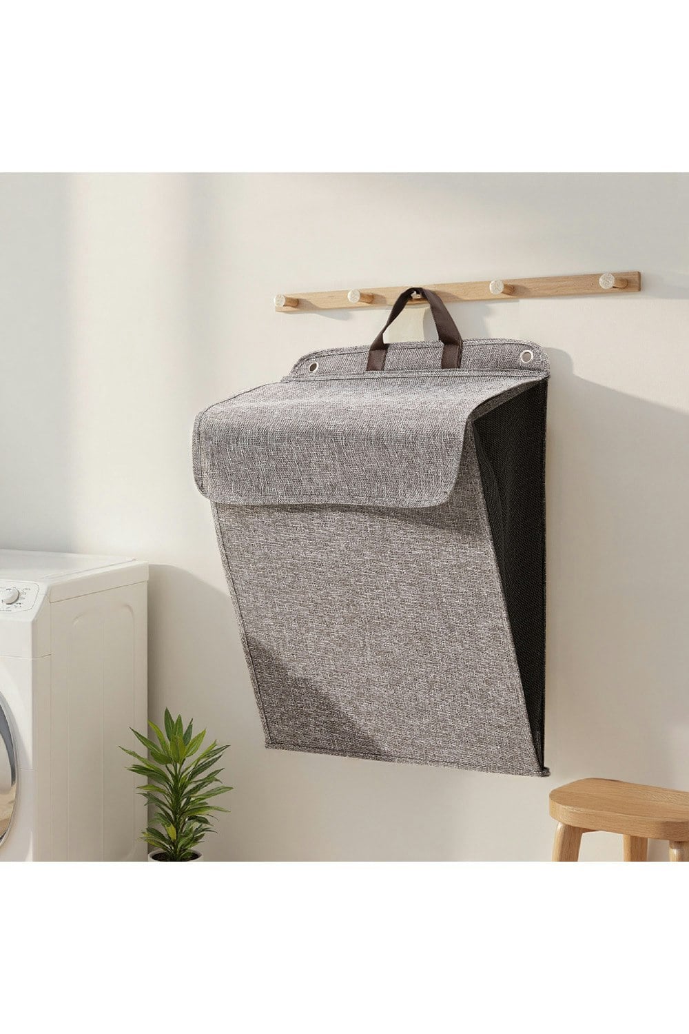 Rackhams Grey Foldable Washable Hanging Laundry Basket Underwear Laundry Bag