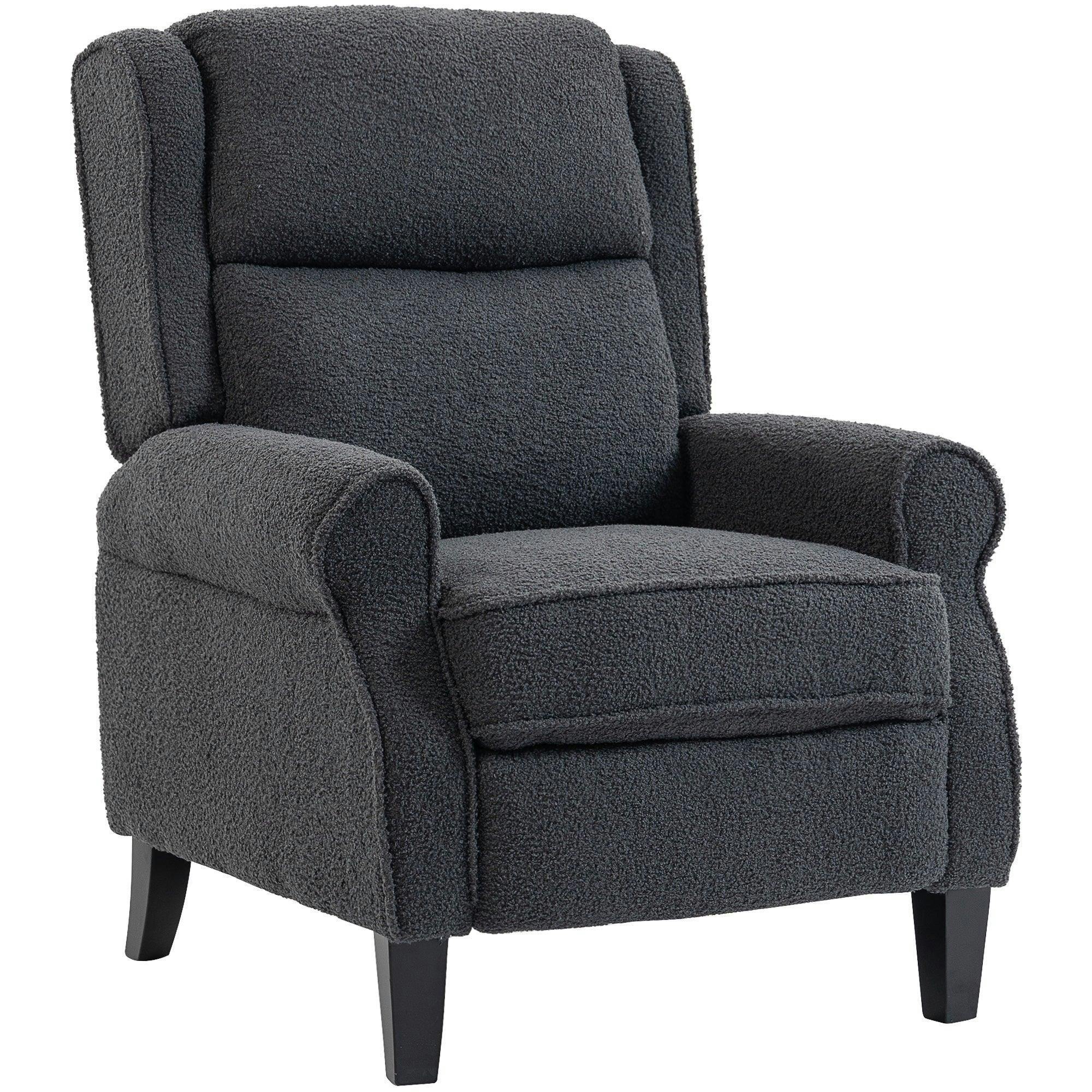 Homcom Unisex Dark Grey Recliner Armchair, Fabric Recliner Chair In Size 6 - Image 5
