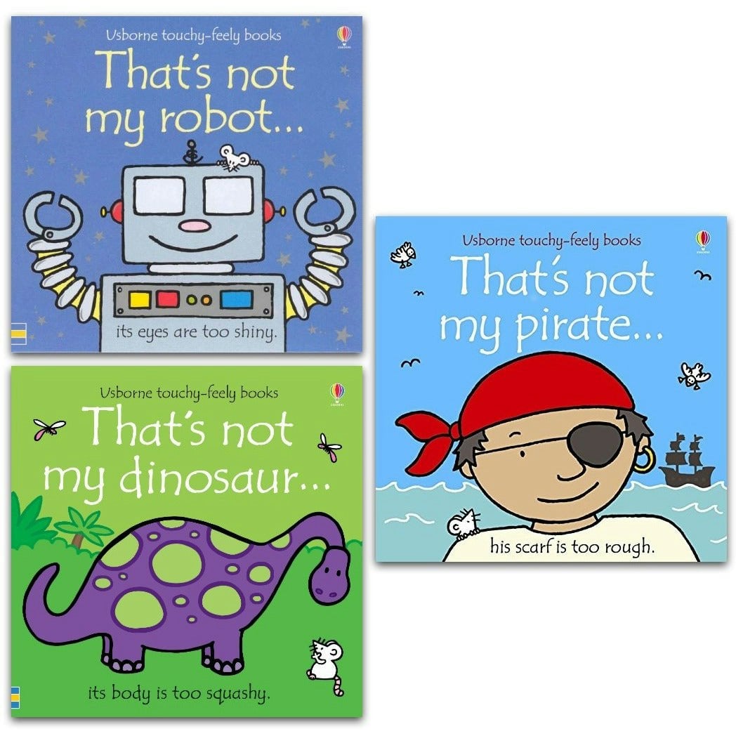 Various Publishers White Usborne Touchy Feely That's Not My Pirate, Dinosaur, Robot 3 Books Collection Set By Fiona Watt