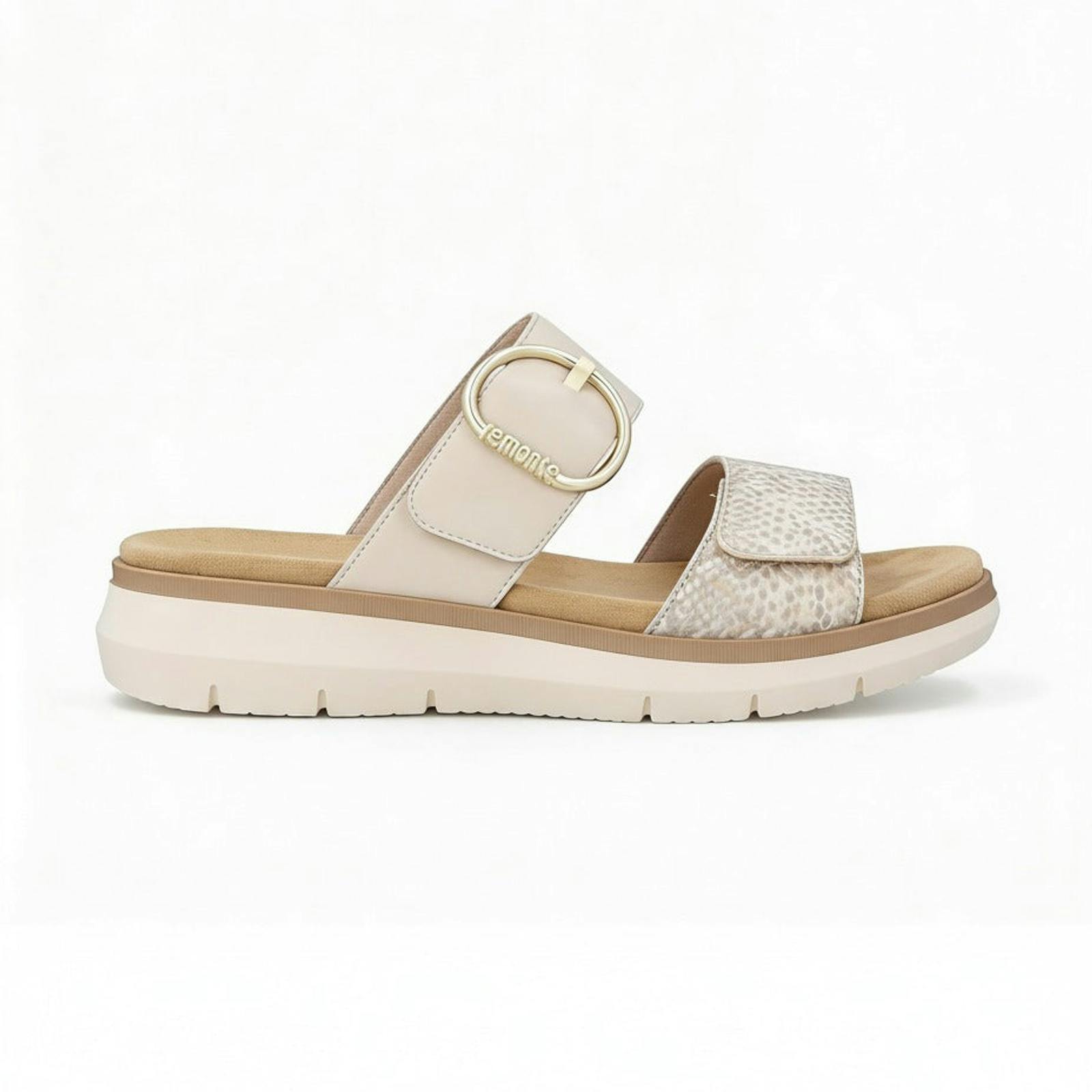 Remonte Women's White/Gold/Light D2k57 Cross Strap Sandals / - Uk 7.5 - Brown