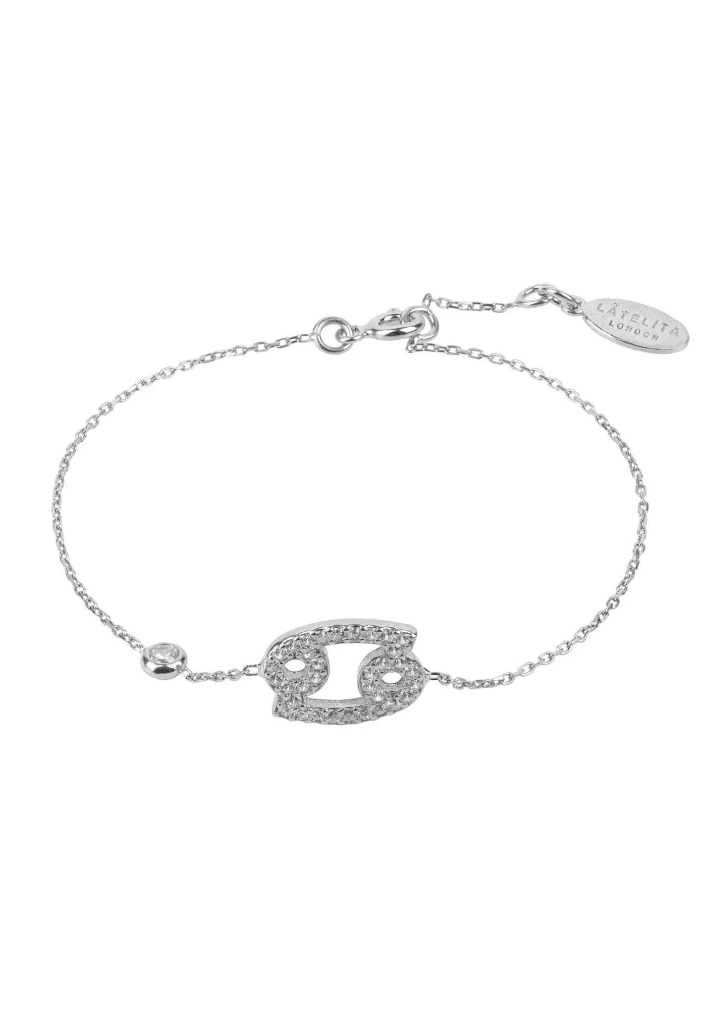 Latelita Silver Zodiac Horoscope Star Sign Bracelet Cancer - One Size