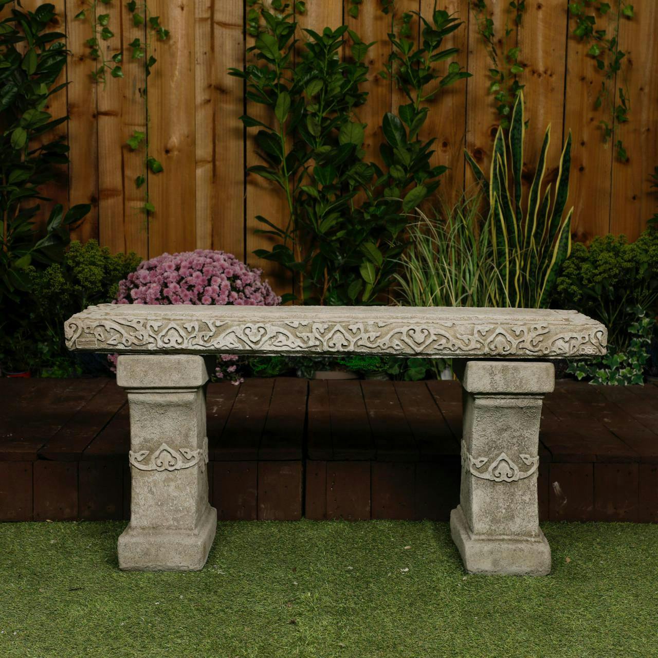 Rackhams Stone Cast Garden Bench Seat Kazakh Design