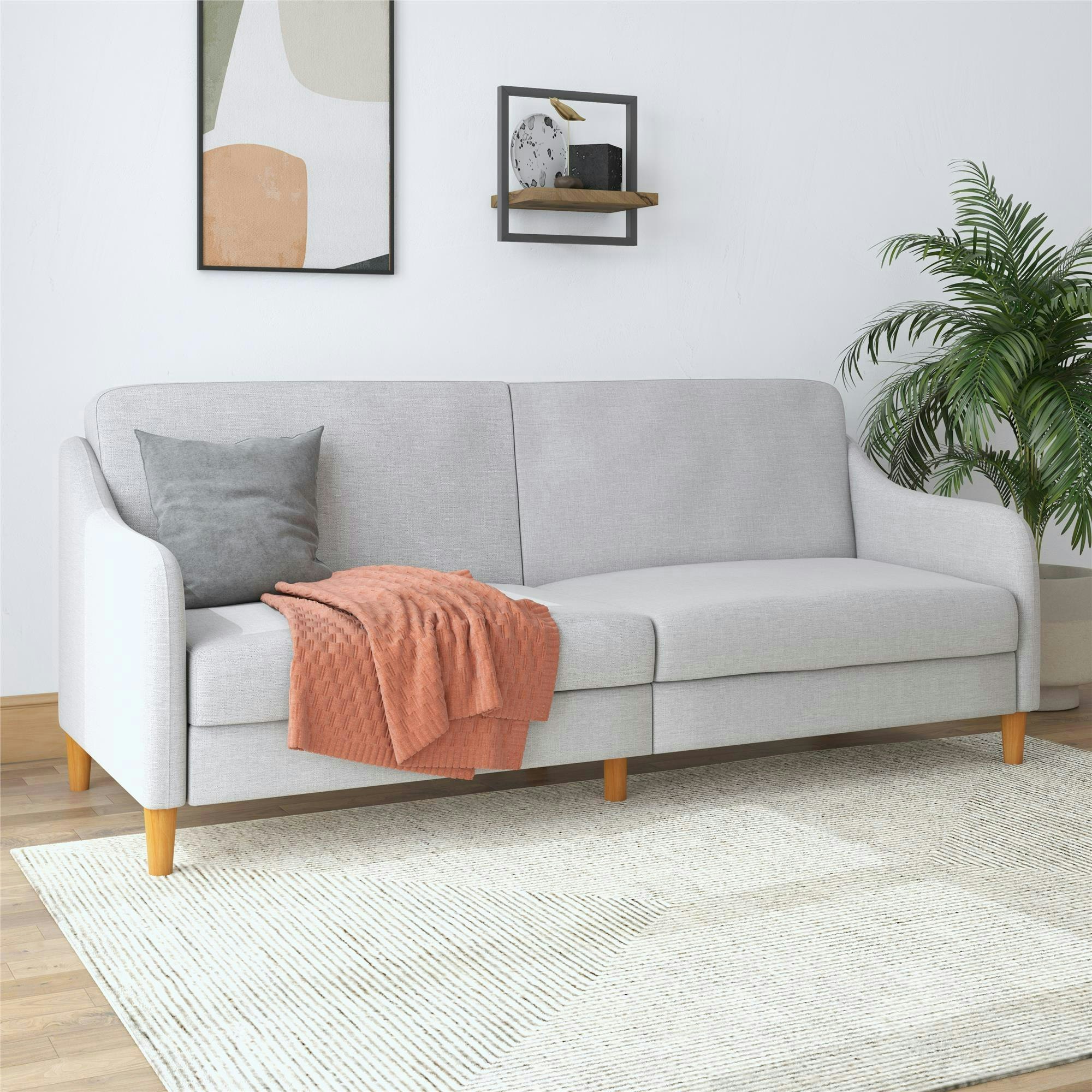 Dorel Home Light/Grey Jasper Coil 3-Seater Sofa Bed In Fabric