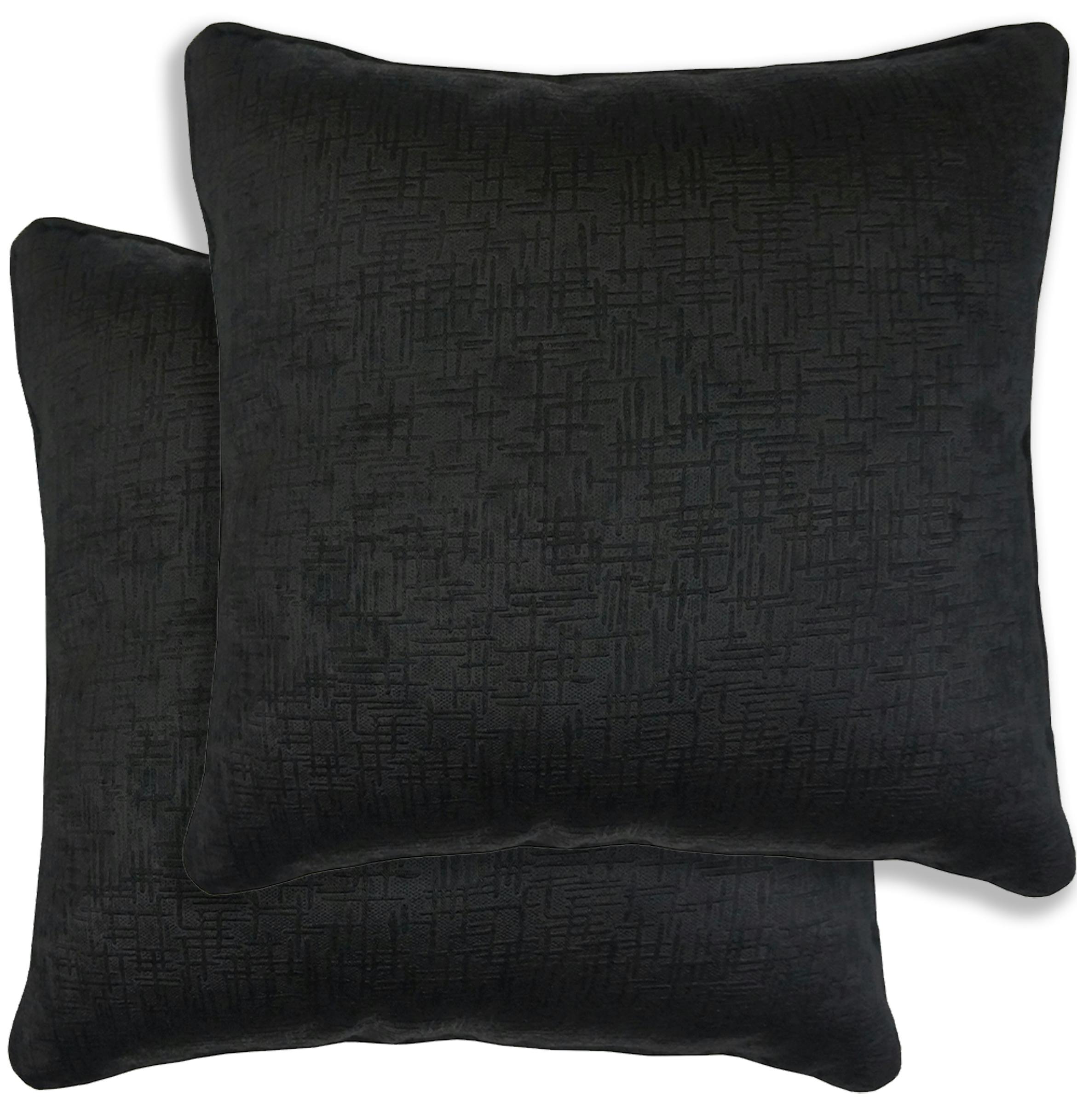 Rackhams Black Pair Of Vogue Textured Double Sided Zip Opening Piped Edge Cushion Covers - 43X43cm - Cases Only