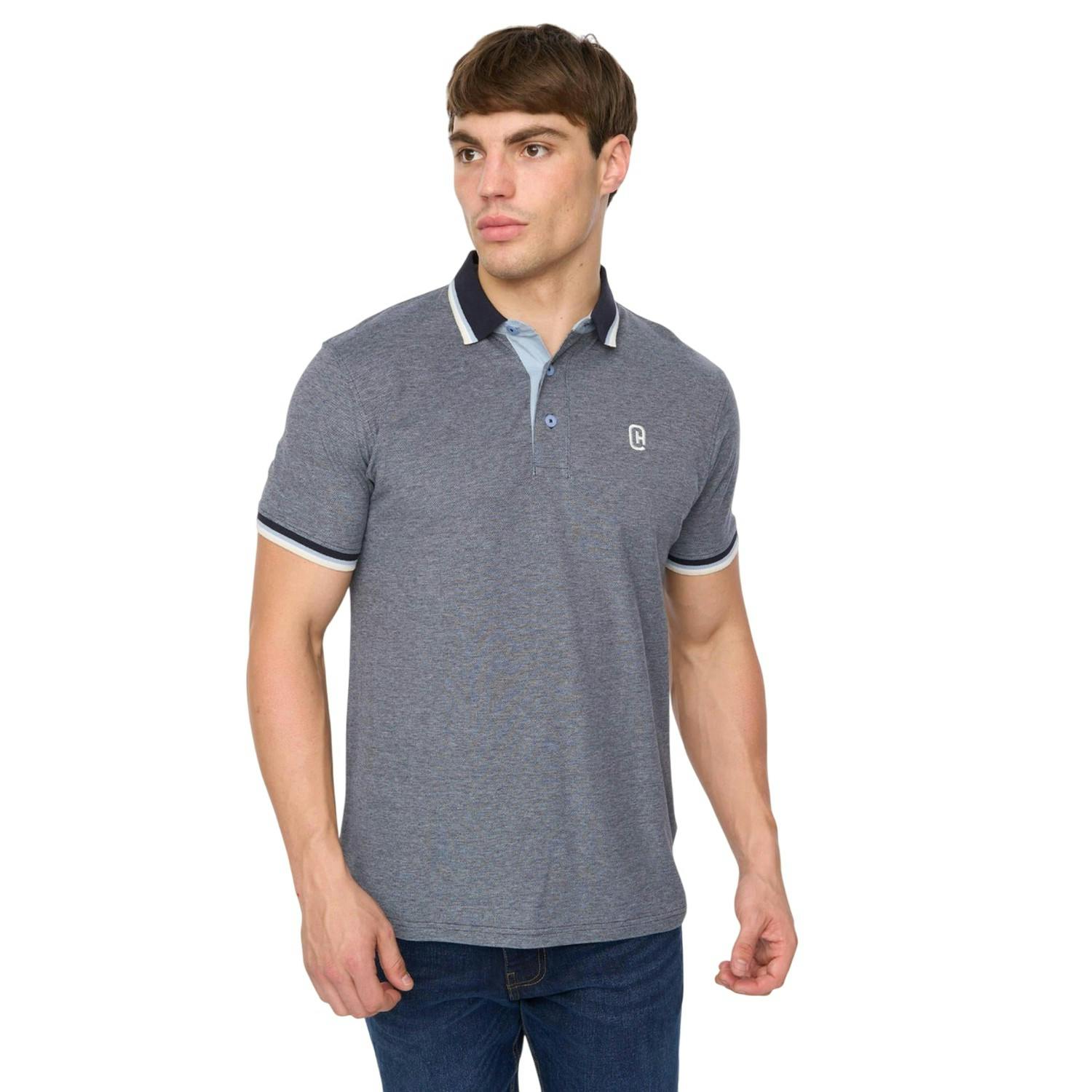 Crosshatch Men's Mettormoore Polo Shirt - Navy - Navy - L - 100% Cotton