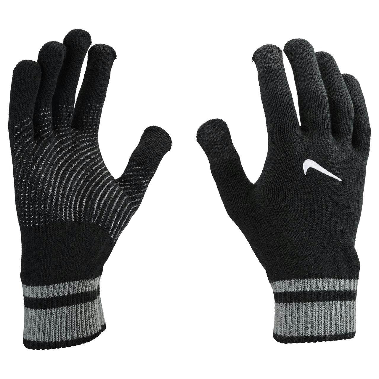 Nike Men's Black Gripped Knitted Gloves - L - 95% Acrylic/5% Spandex
