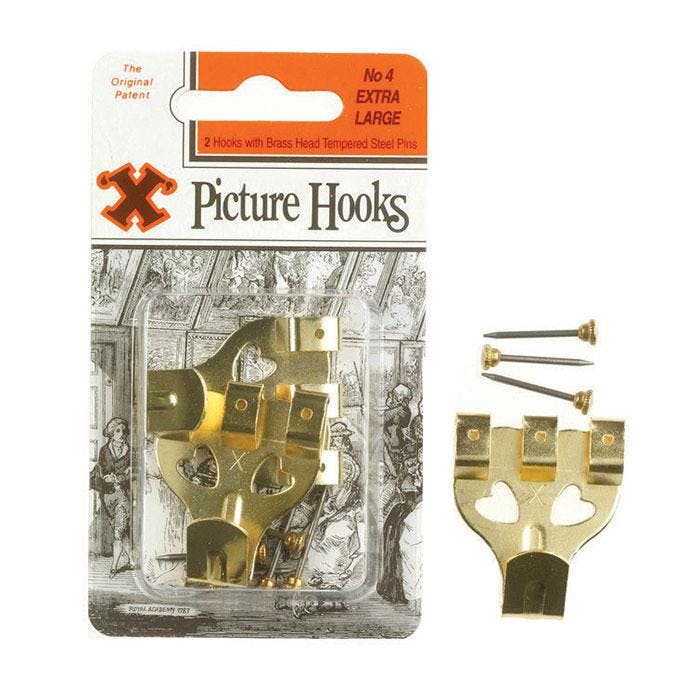 X Picture Hooks No 4 Brass Plated 2Pk - One Colour - One Size - One Colour