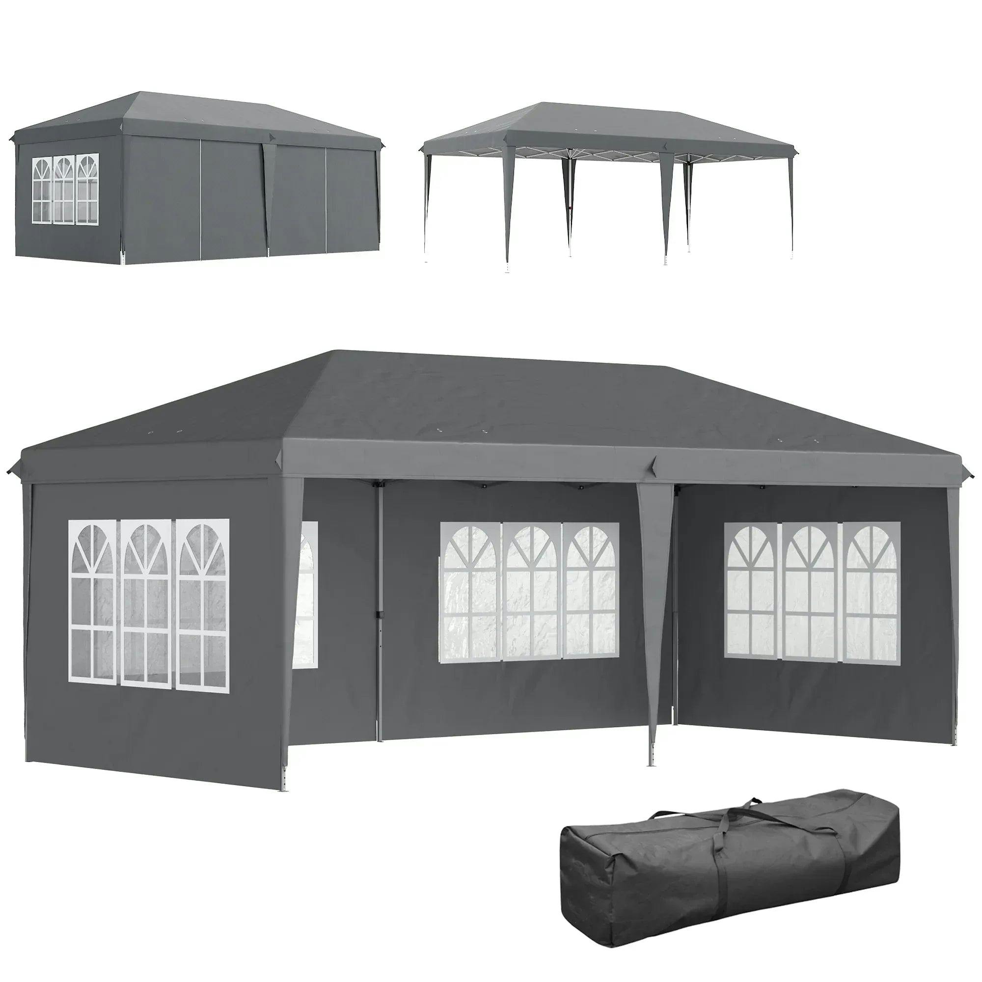 Outsunny Unisex Grey X 6M Garden Pop Up Gazebo, Height Adjustable In Size 3 - Image 3