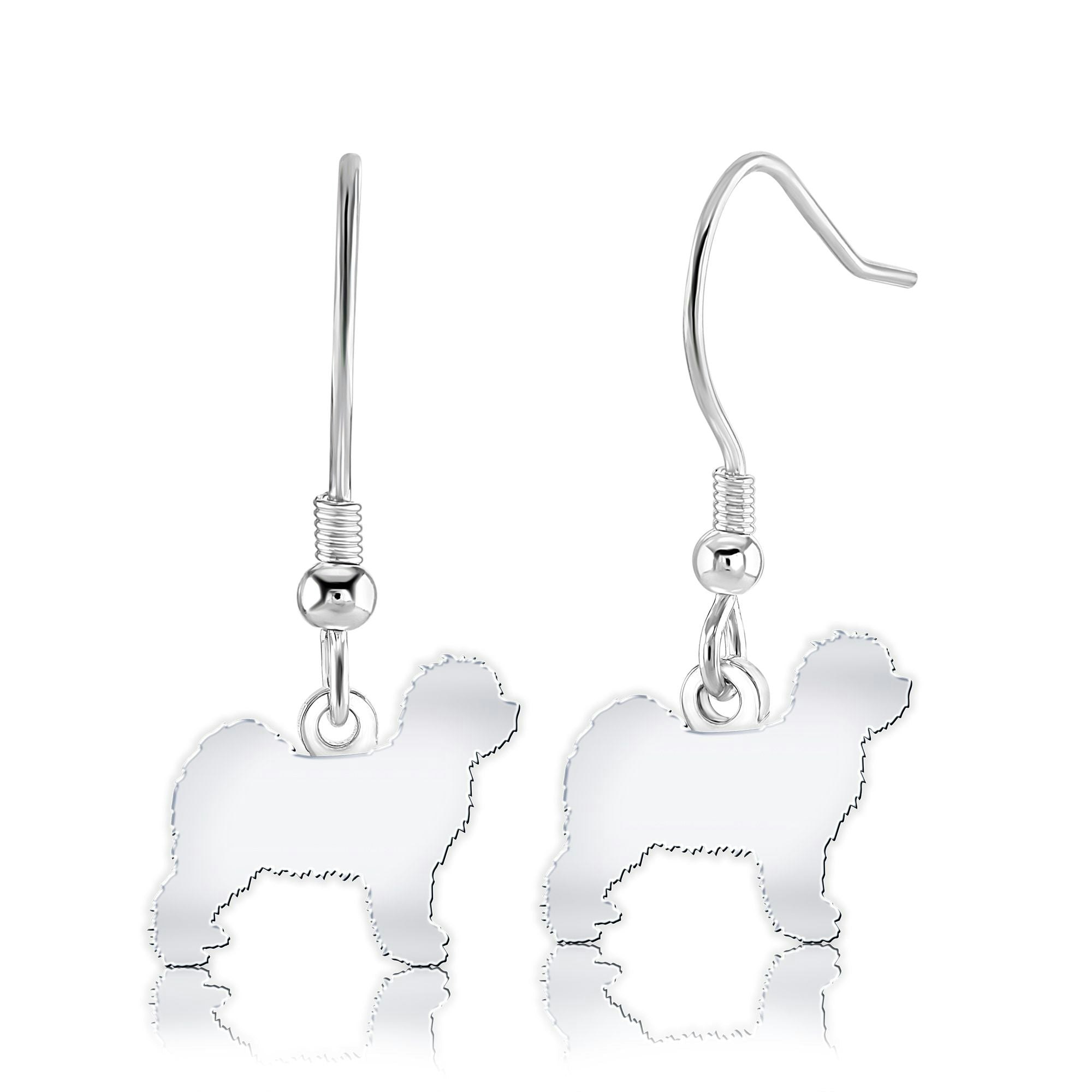 Mylee London Silver Tibetan Terrier Silhouette Earrings - Yes - Hook