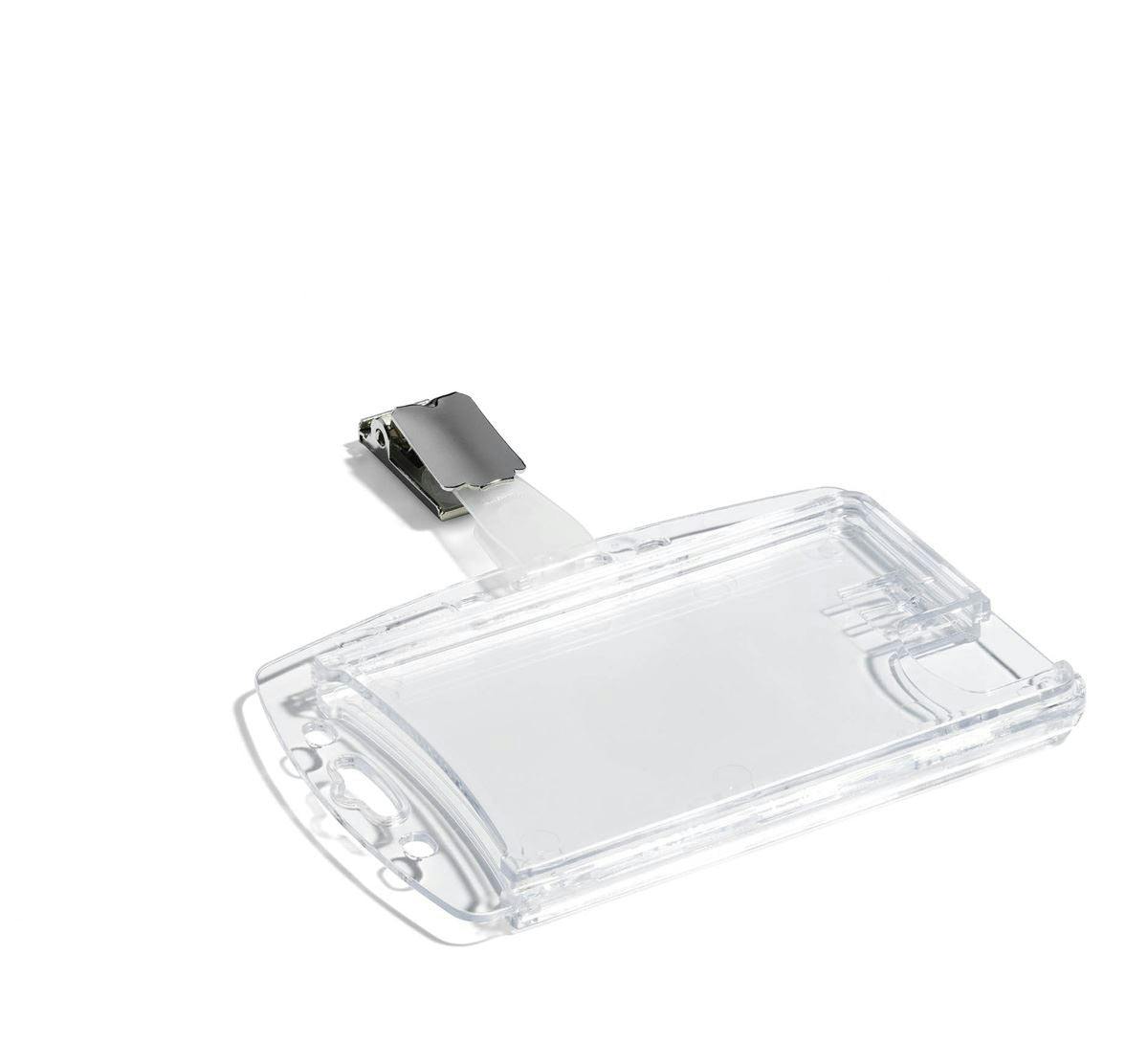 Durable Enclosed Duo 2 Card Clip Security Pass Id Badge Holder | 25 Pack | Clear