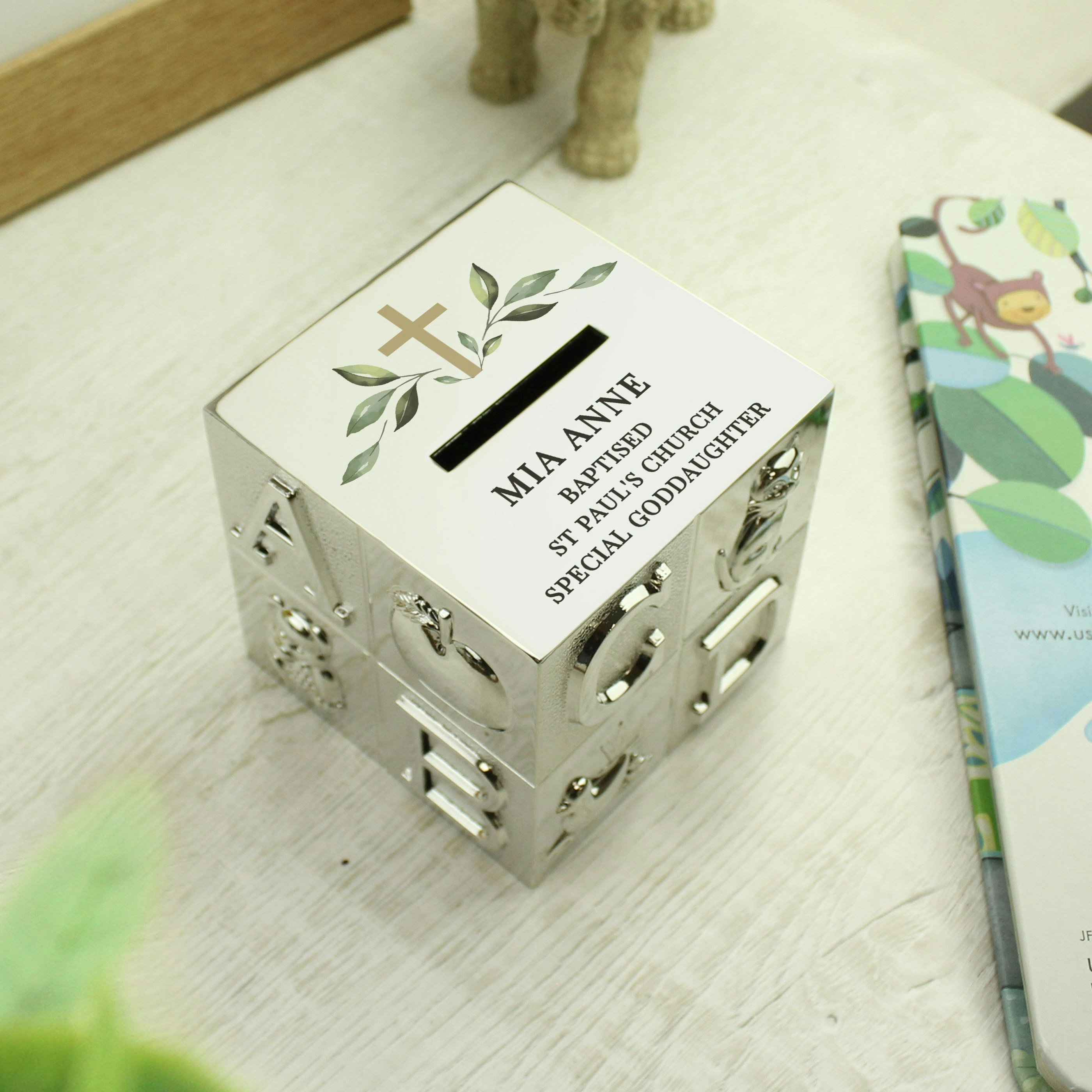 Personalised Memento Company Personalised Religious Cross Abc Money Box