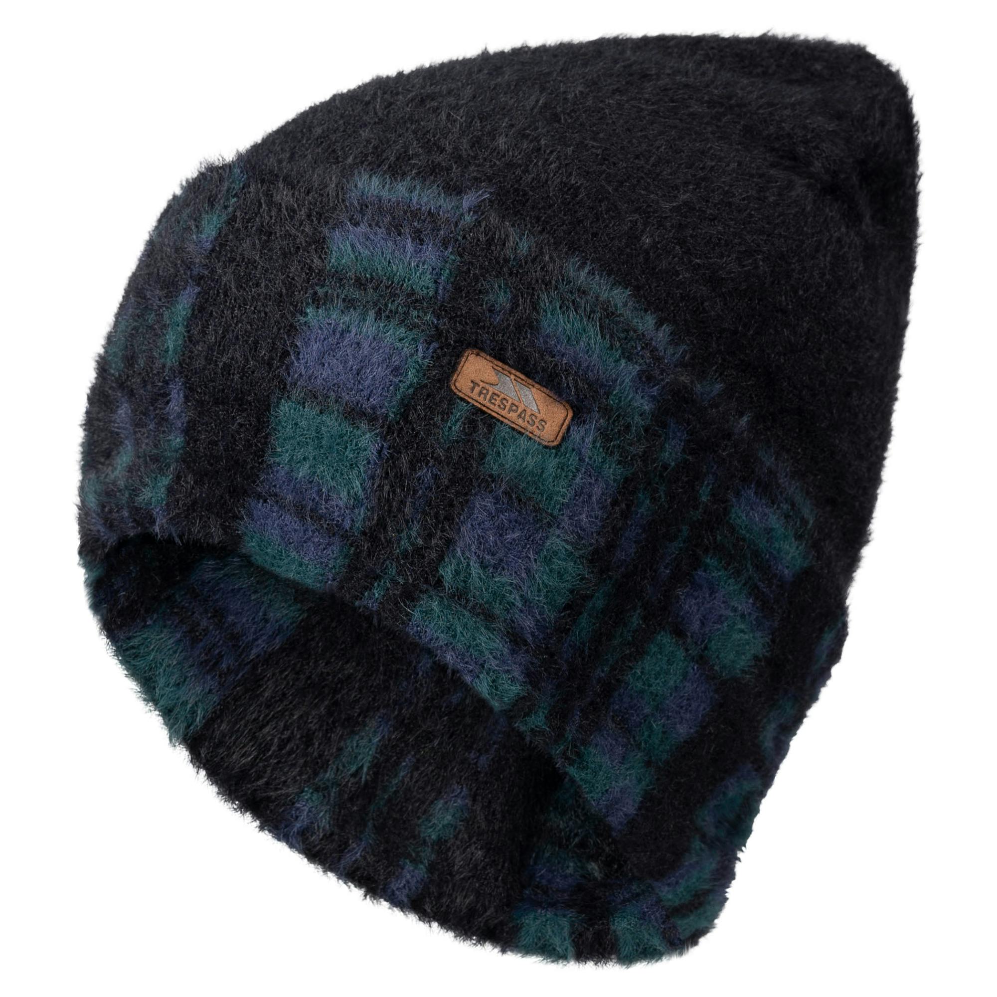 Trespass Men's Black Atlas Tartan Reversible Beanie - One Size - 95% Nylon/5% Elastane