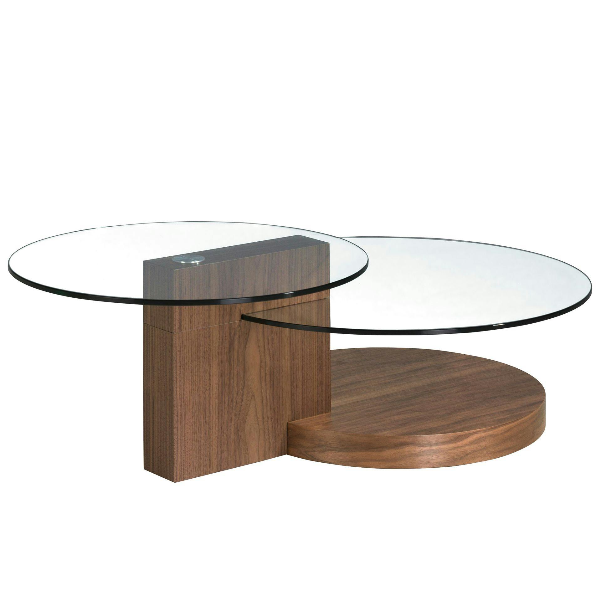 Rackhams Light Round Tempered Glass And Walnut Coffee Table 2019
