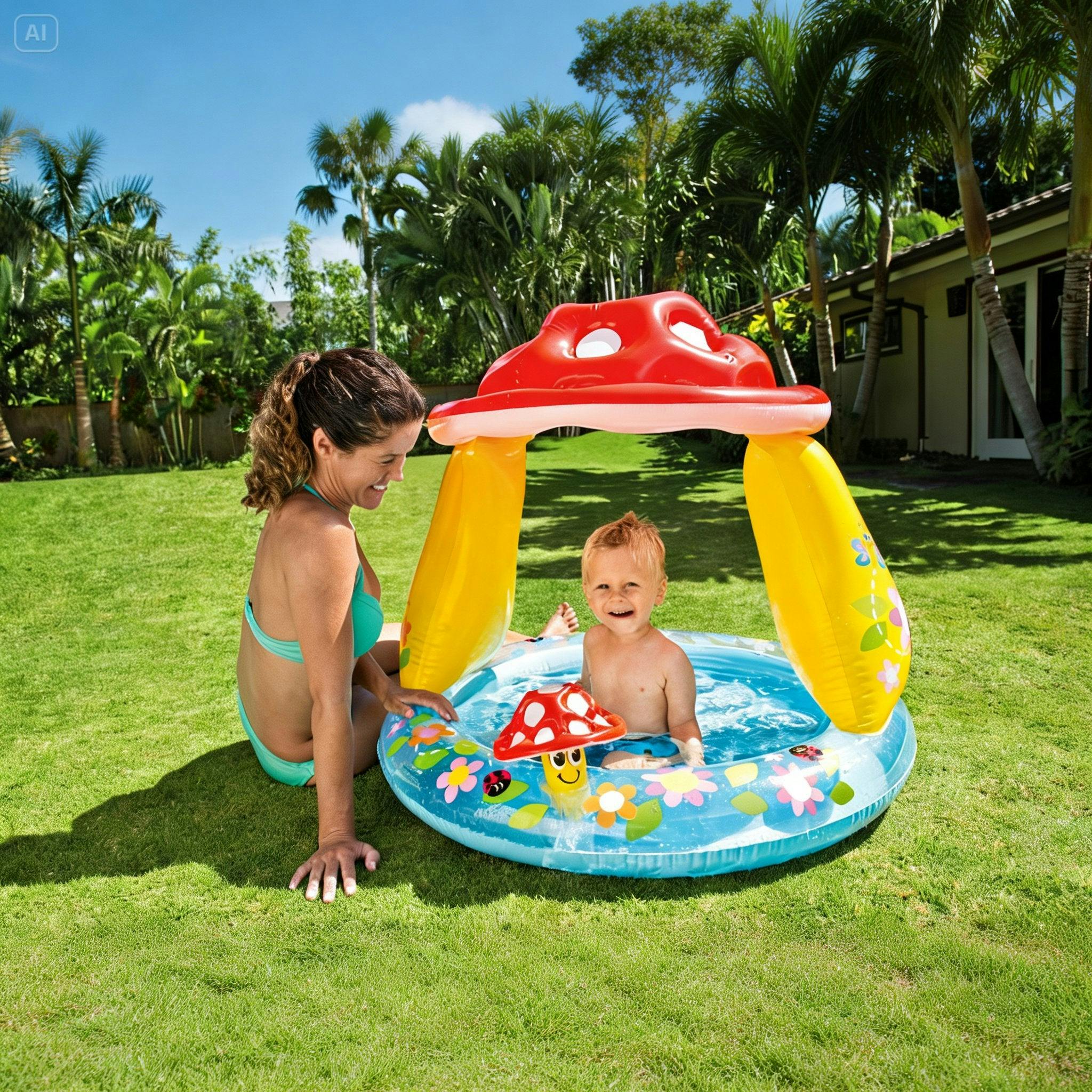 Smartbies Intex Mushroom Baby Pool | Outdoor Inflatable Swimming Pool For Infants