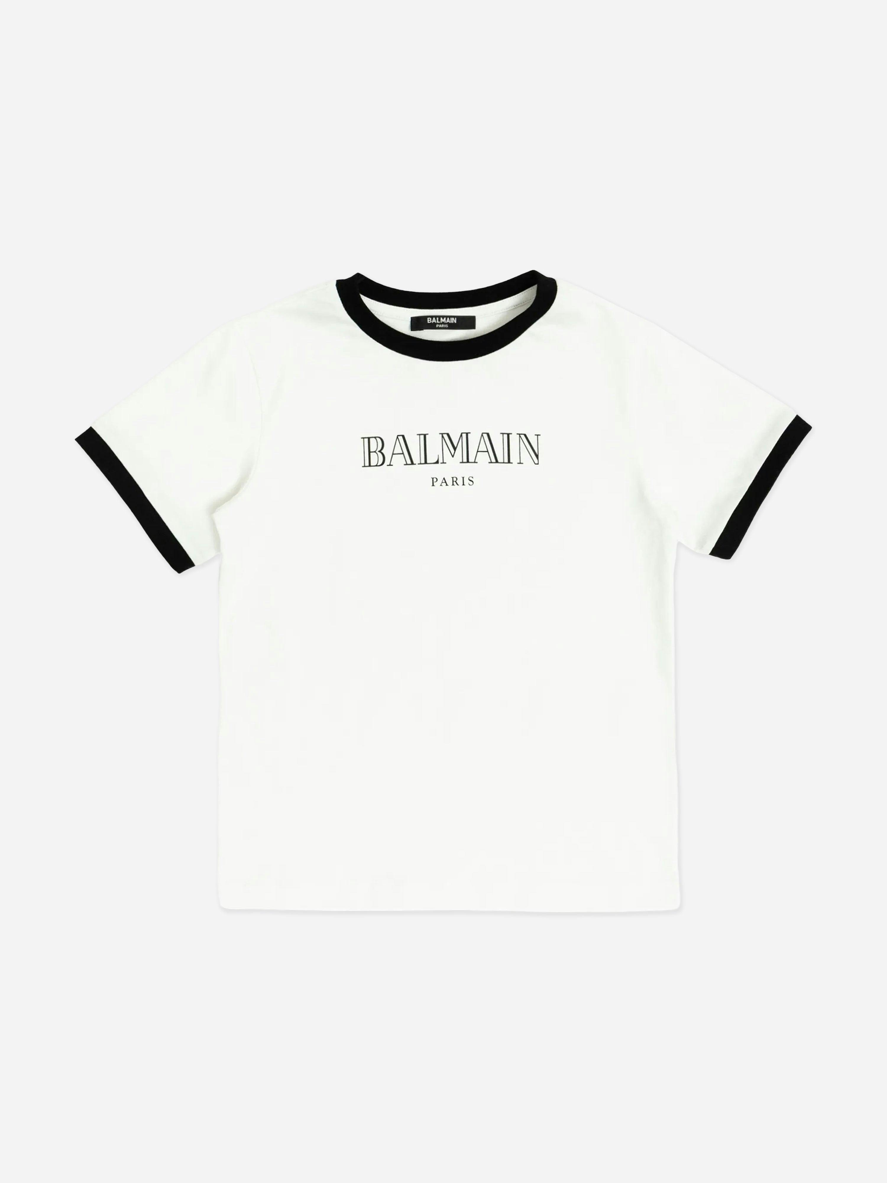 Balmain Boys White Logo T-Shirt In - 10 Yrs