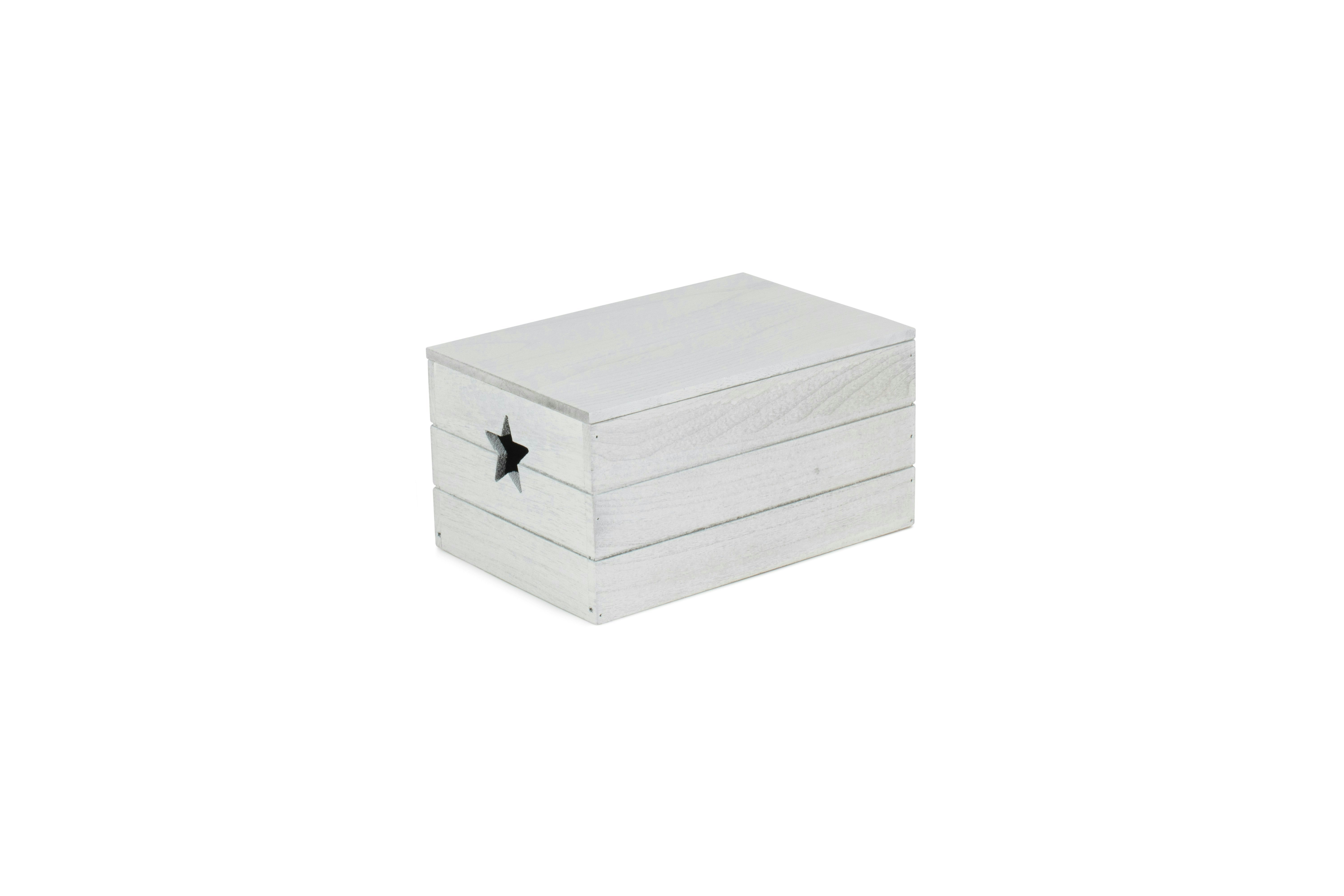 Red Hamper Vintage Effect Star Cut Wooden Storage Box - Small