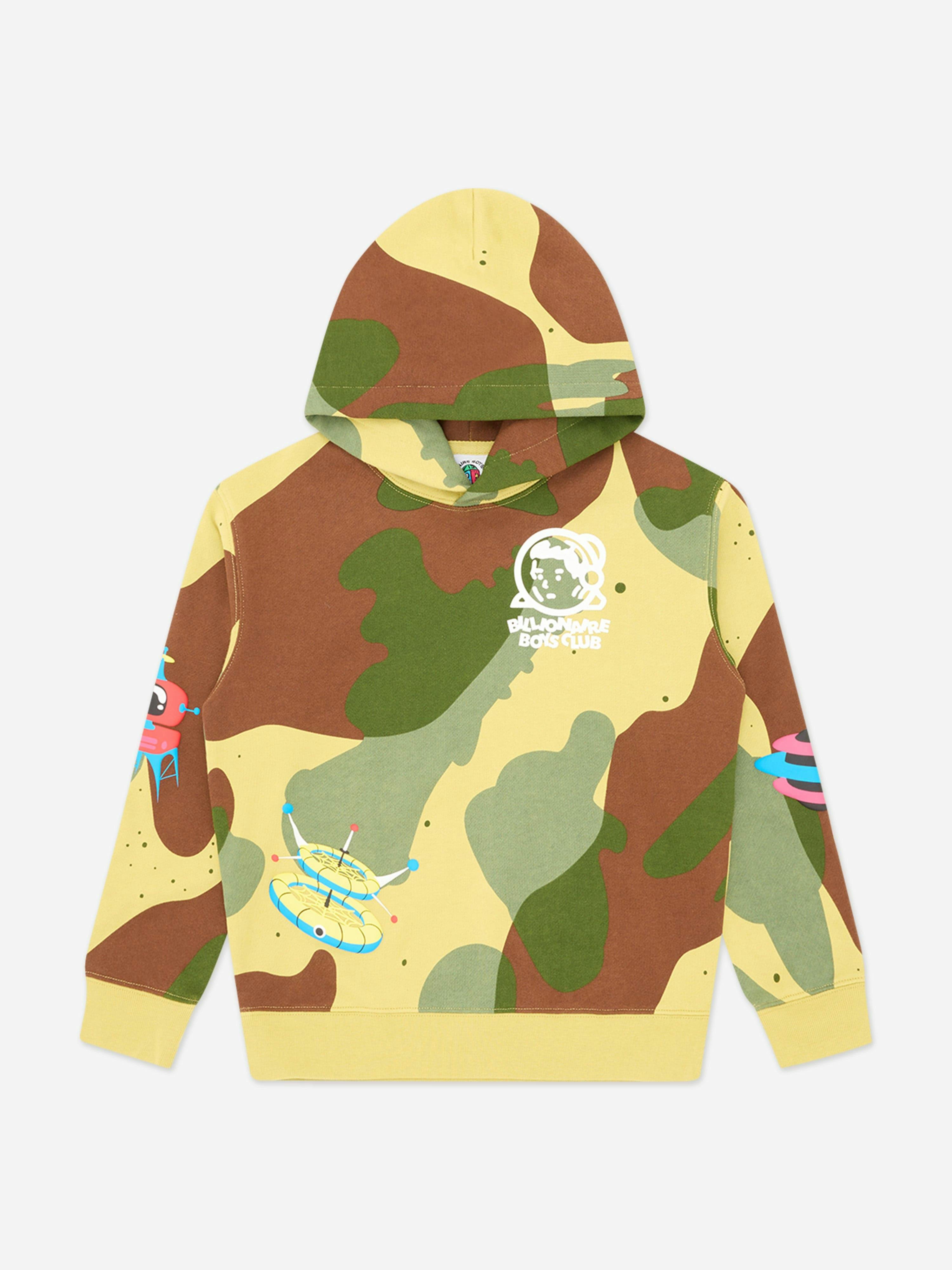 Billionaire Boys Club Boys Green Billionaire Club All Over Space Camo Popover Hoodie In - 14 Yrs