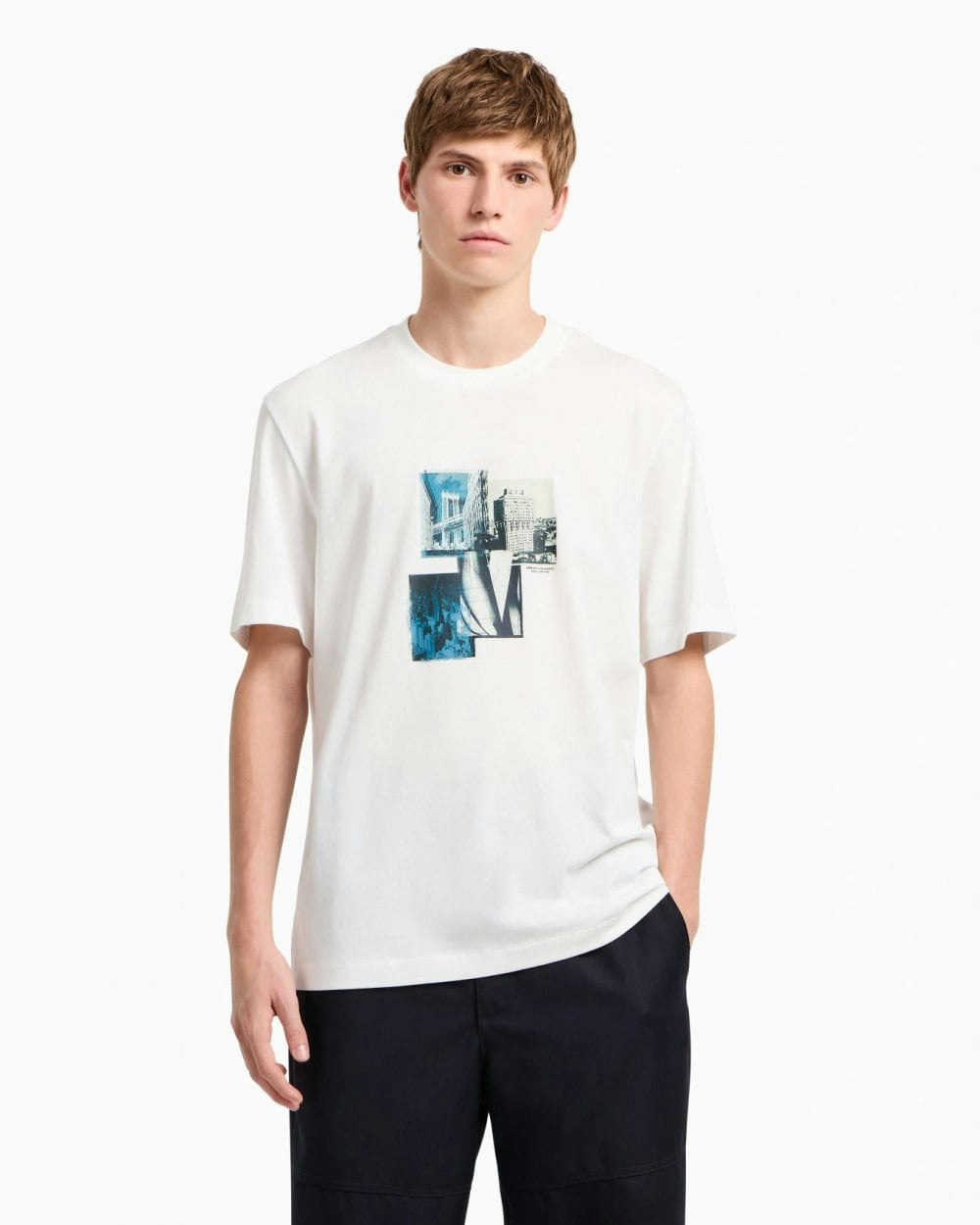 Armani Exchange Men's White Milano/New York Landmarks Graphic T-Shirt - Off U0009 - Off U0009 - Xl
