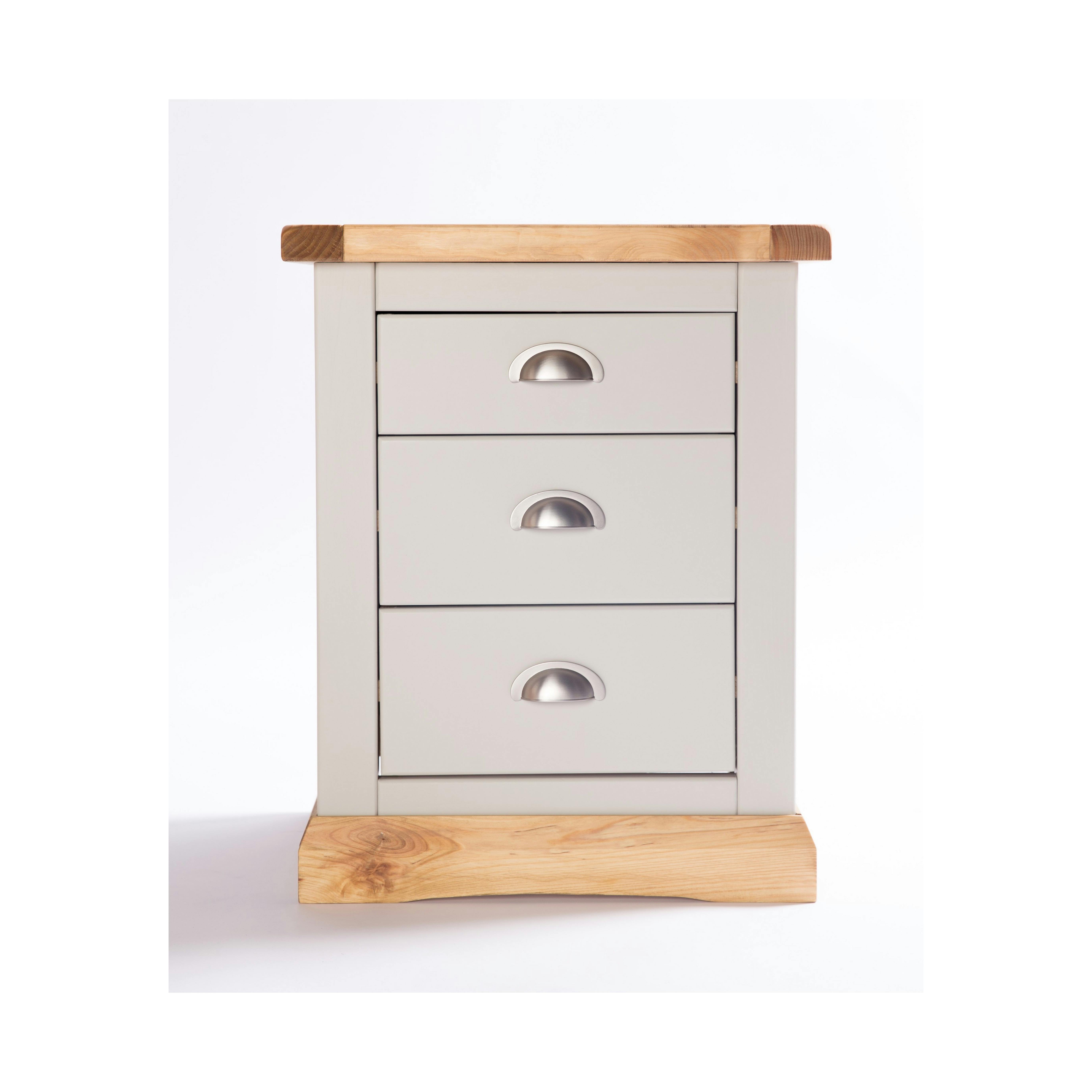 Cabinet Bits Light/Grey Bomporto 3 Drawer Bedside Table