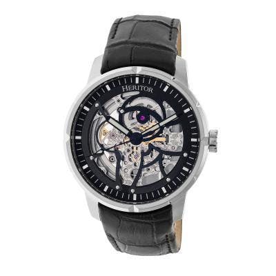 Heritor Automatic Men's Black Ryder Skeleton Watch