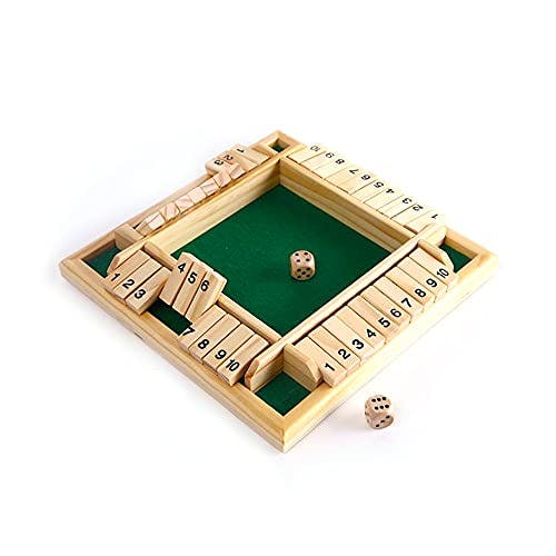 Kav 2 And 4 Player Shut The Box Wooden Table Board Game Sided With 10 Number | Wooden Dice For Math & Puzzle Play For Kids & Adults- 22.5X22.5x4 Cm