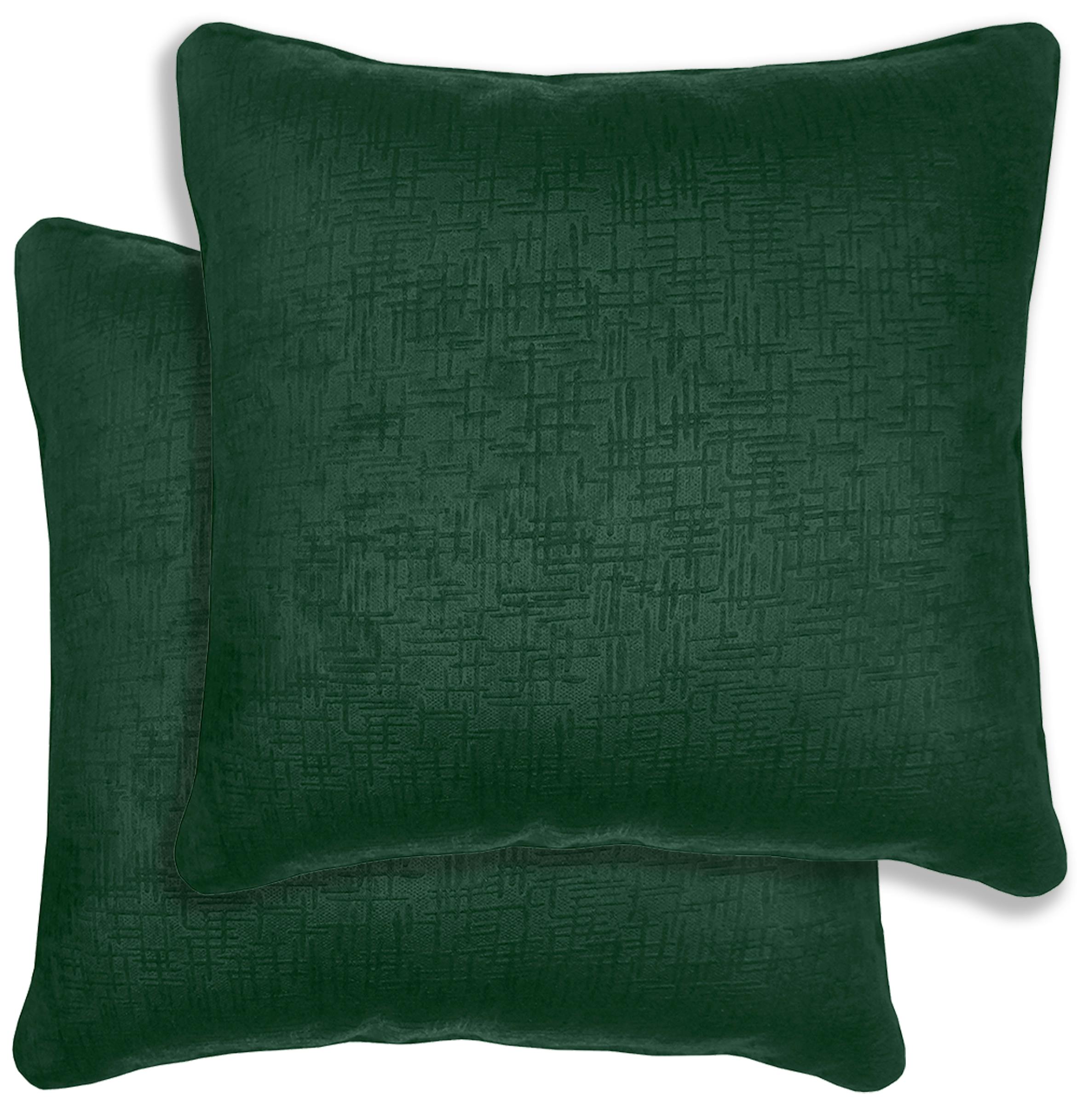 Rackhams Green Pair Of Vogue Textured Double Sided Zip Opening Piped Edge Cushion Covers - 43X43cm - Cases Only