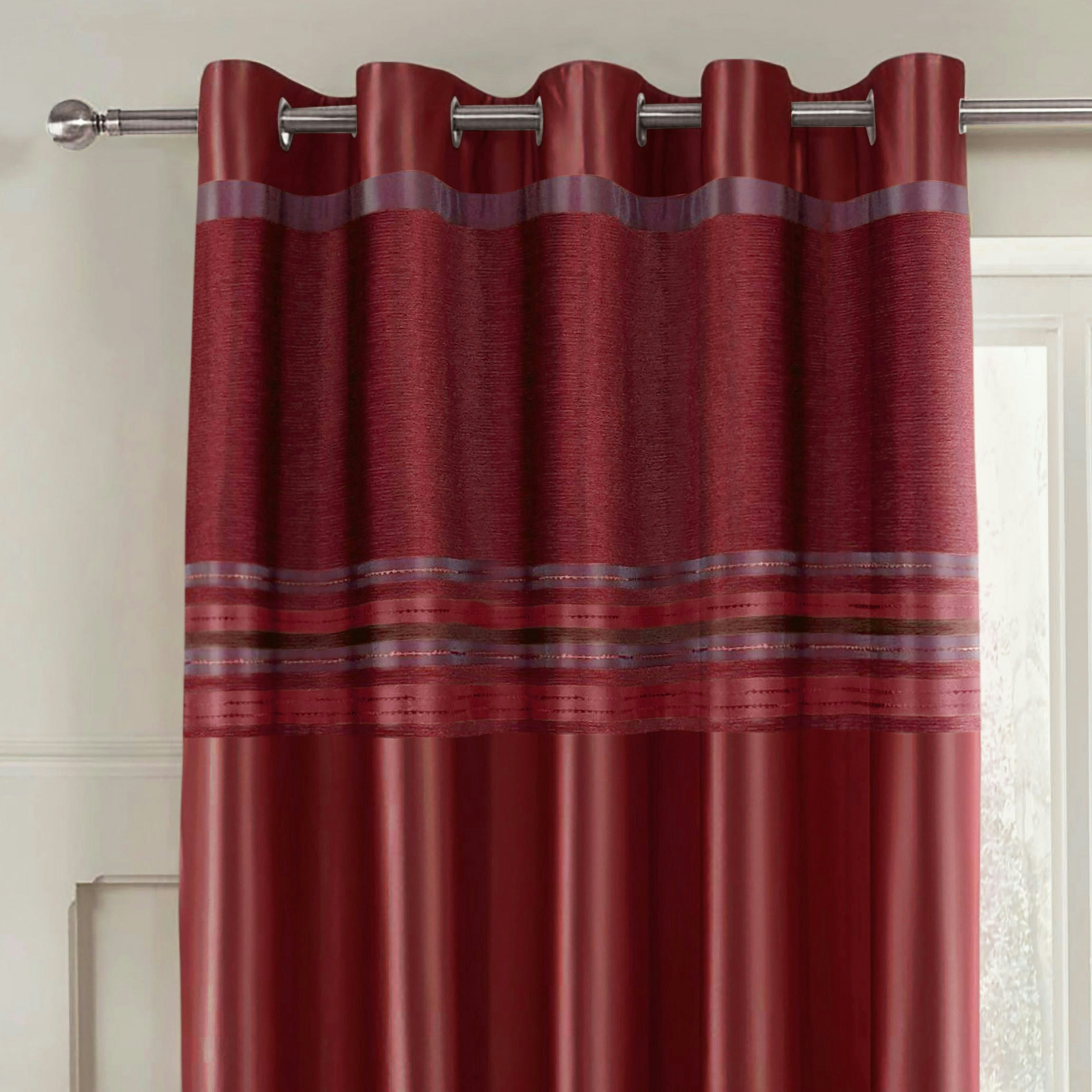 Intimates Renatta Ready Made Eyelet Curtains - 168Cm X 183Cm - Wine