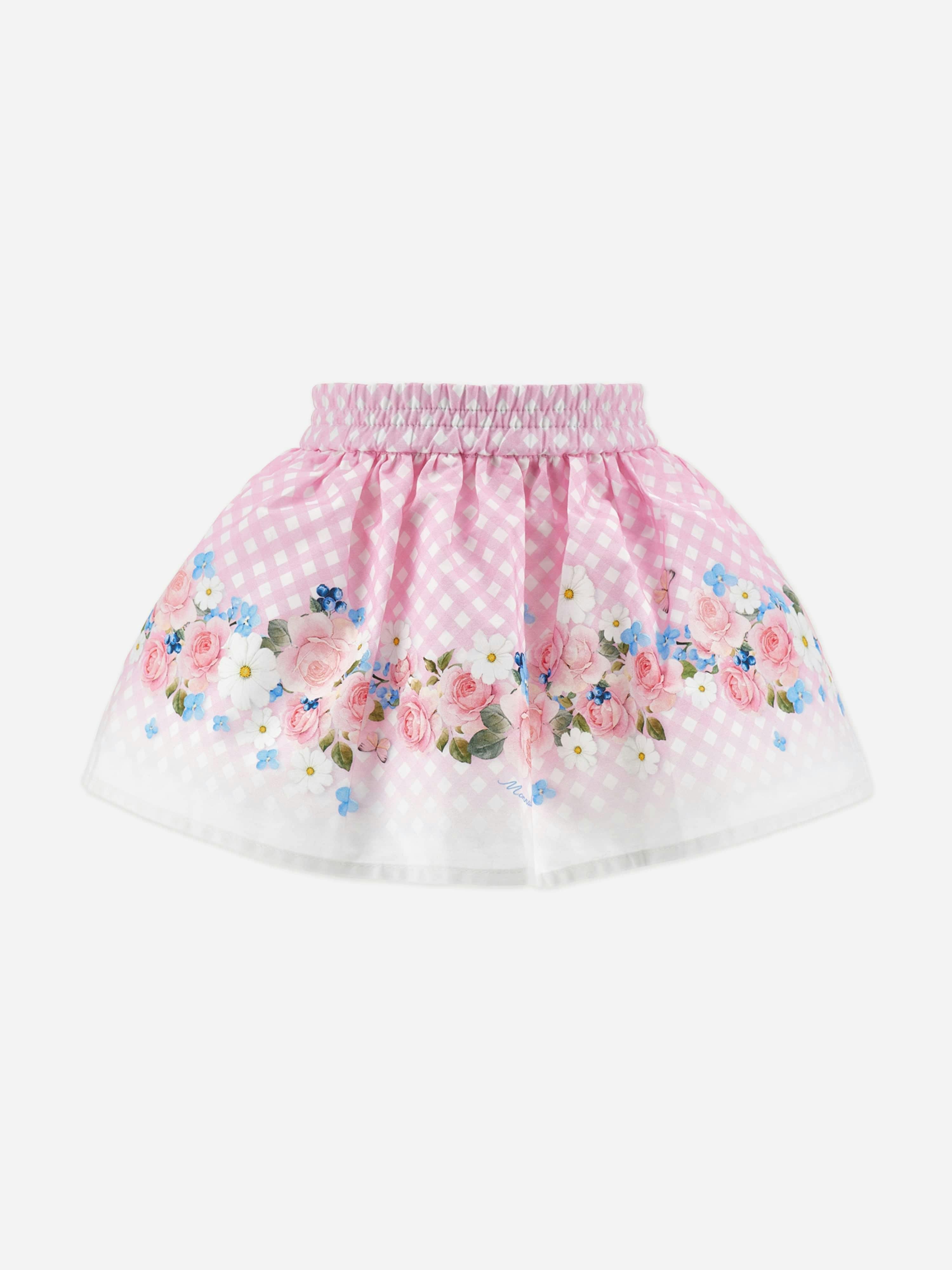 Monnalisa Women's Pink Baby Girls Floral Skirt In - 24 Months