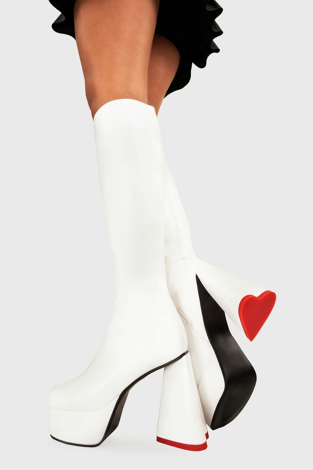 Lamoda White Sweet Talker Platform Knee High Boots Pu, Chic Tall Boots - Uk 8