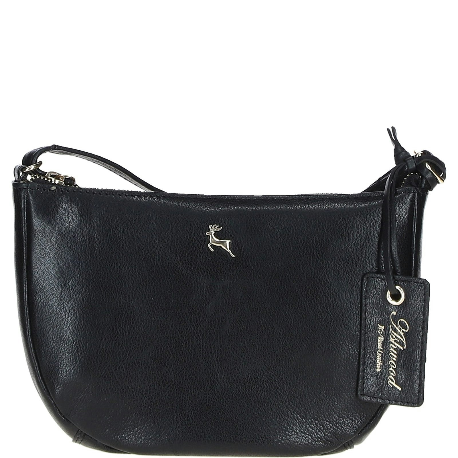 Ashwood Black Leather Compact Crossbody Bag - One Size - Leather