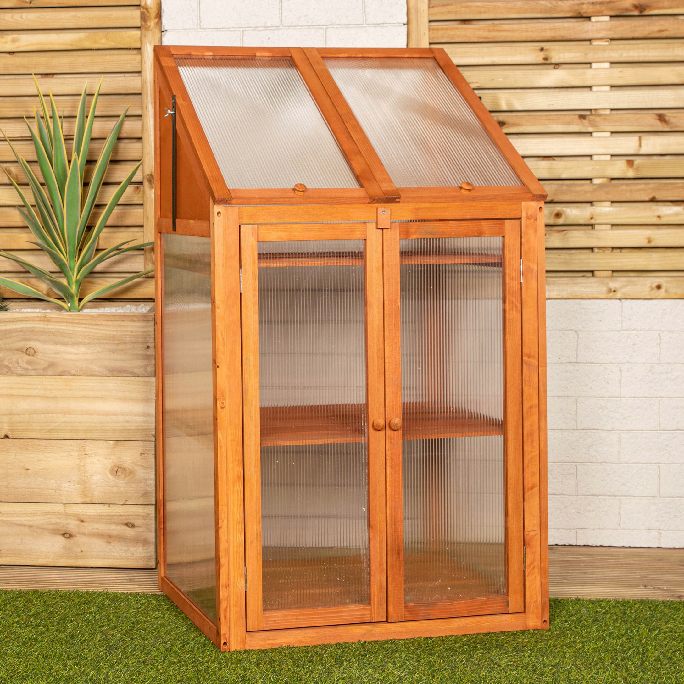 Samuel Alexander Wooden Mini Greenhouse Cold Frame - Small Greenhouse H120 X W69 X D49cm