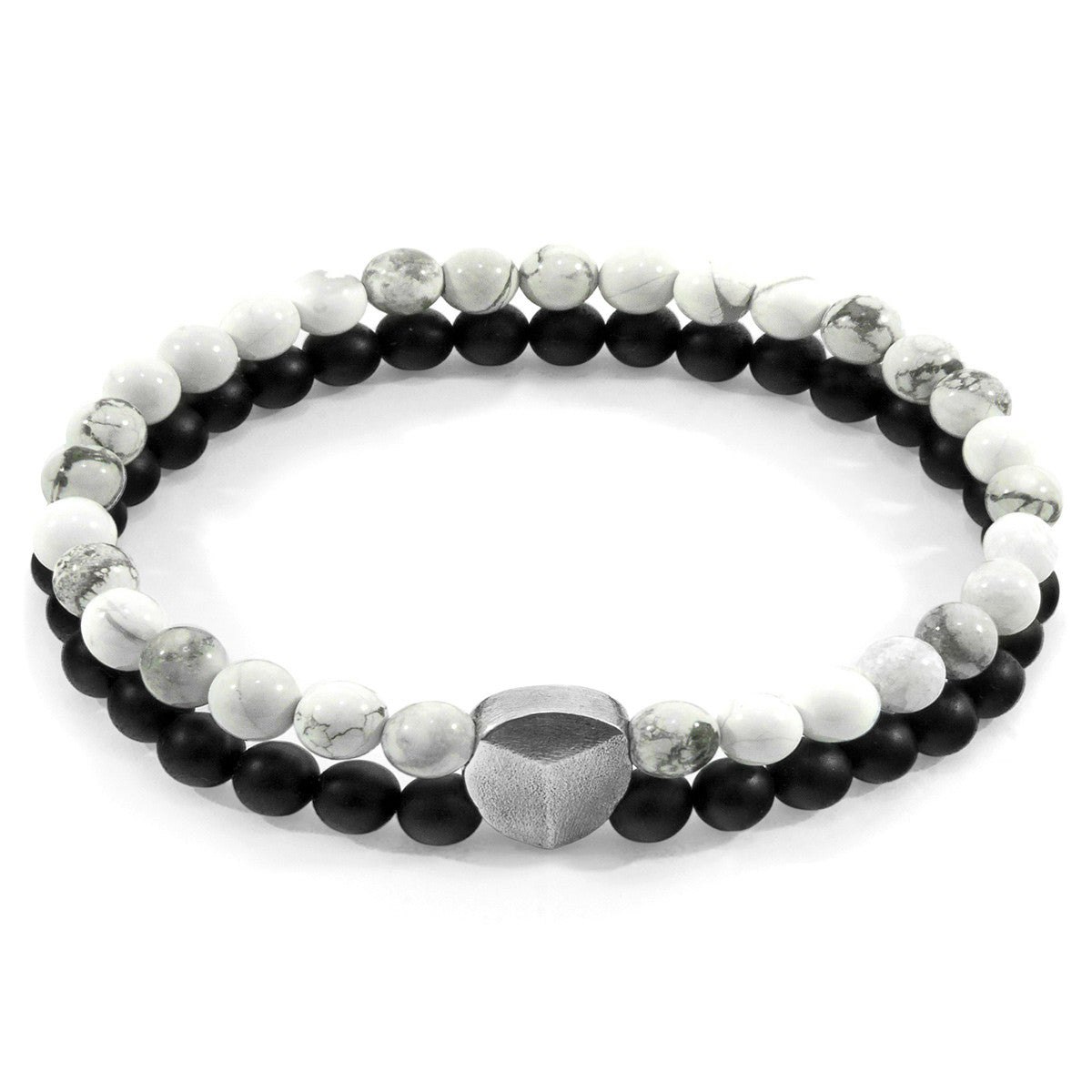 Anchor & Crew White/Silver Howlite Iguazu And Stone Bracelet - M - 21Cm (Most Popular)