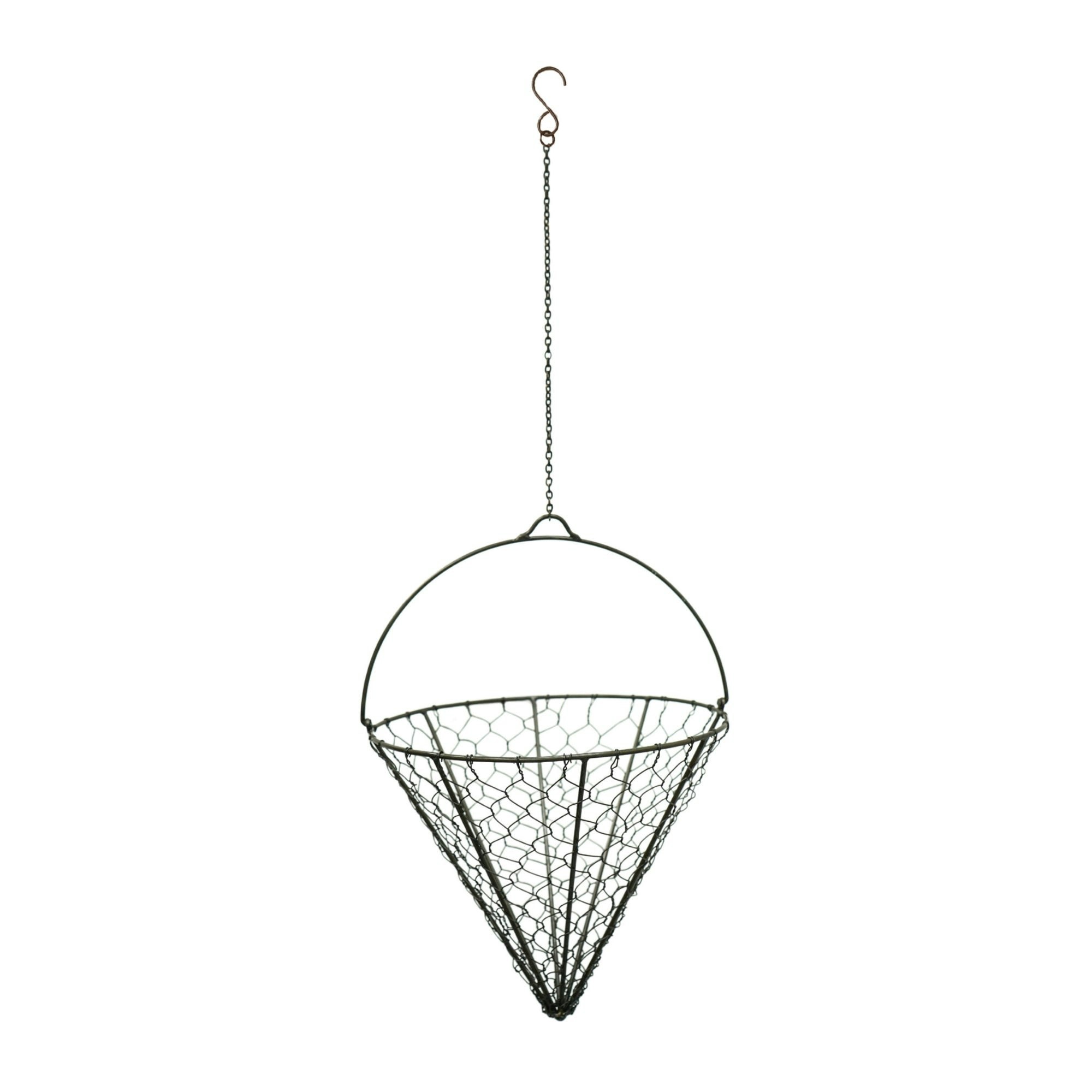 Rackhams Brown Outdoor Hanging Wired Netted Cone - Zinc