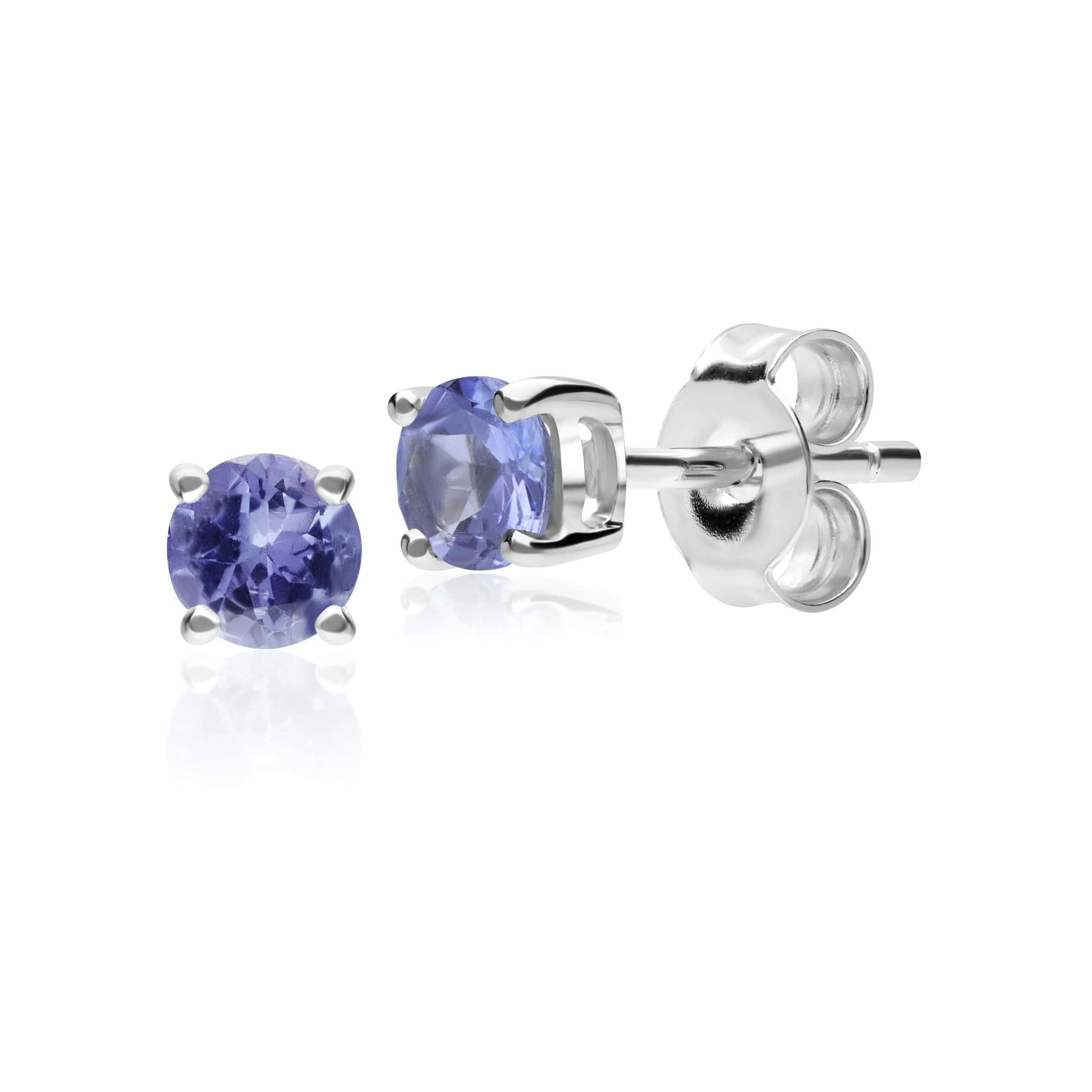 Gemondo White/Gold Classic Round Tanzanite Stud Earrings In 9Ct 3.5Mm