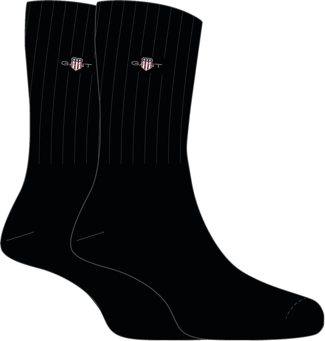 Gant Men's Black 2-Pack Shield Logo Sports Socks, - Eur 40-42