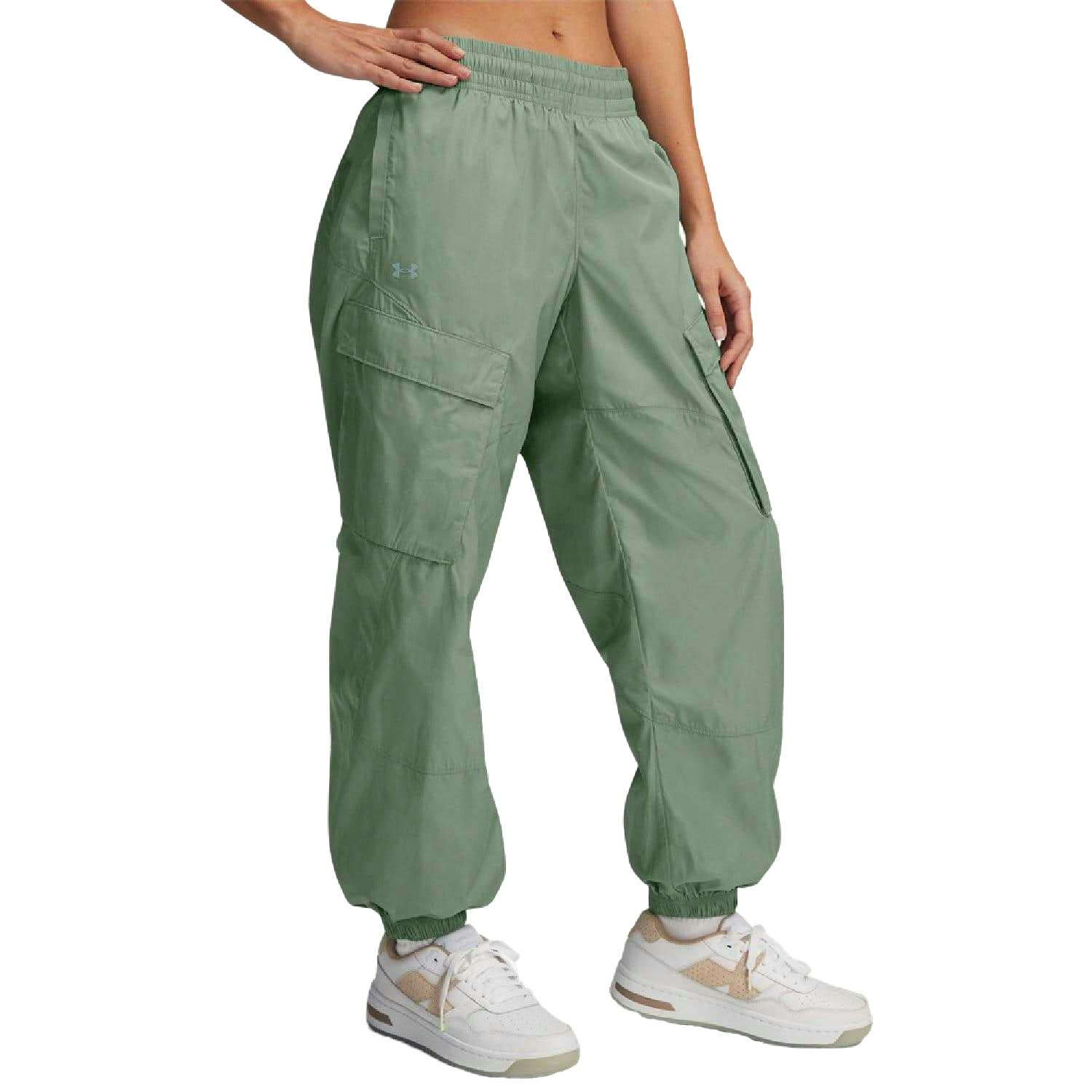 Under Armour Women's Green Unstoppable Sheen Woven Cargo Trousers - L - 100% Polyester