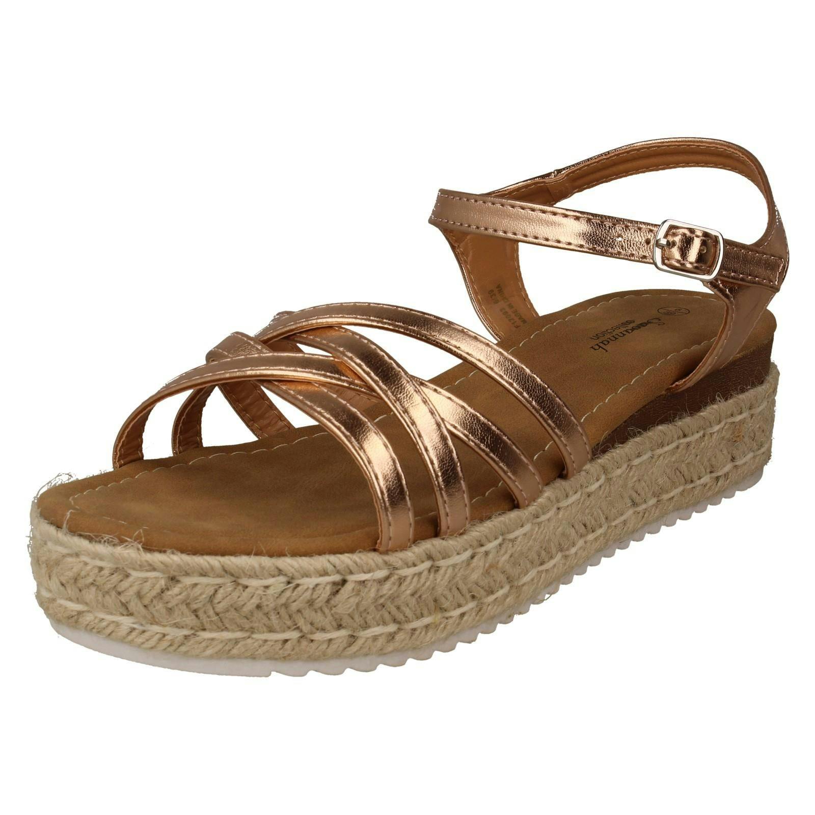 Savannah Women's Gold Flatform Sandals F12093 - Rose - Uk 4