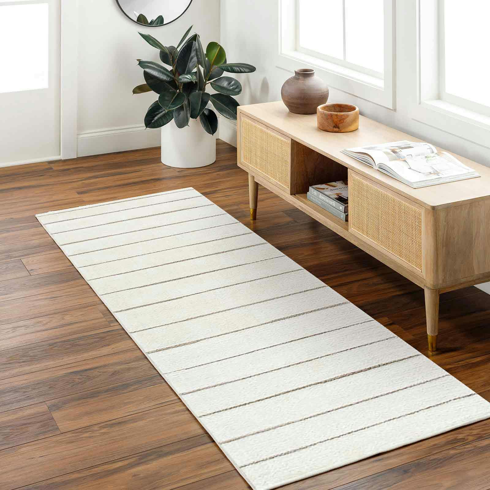 Rackhams Ivory Our Pnw Home Cascade-Modern Taupe Graphic High Pile Rug - 80 X 220 Cm