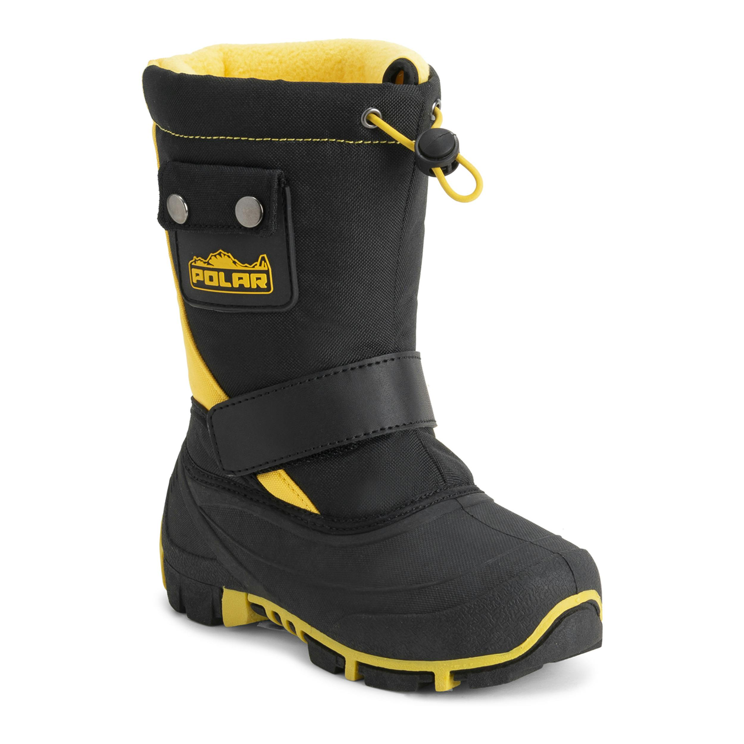 Viva Black/Yellow Polar Kids Winter Thermal Warm Faux Fur Waterproof Outdoor Boots - 4