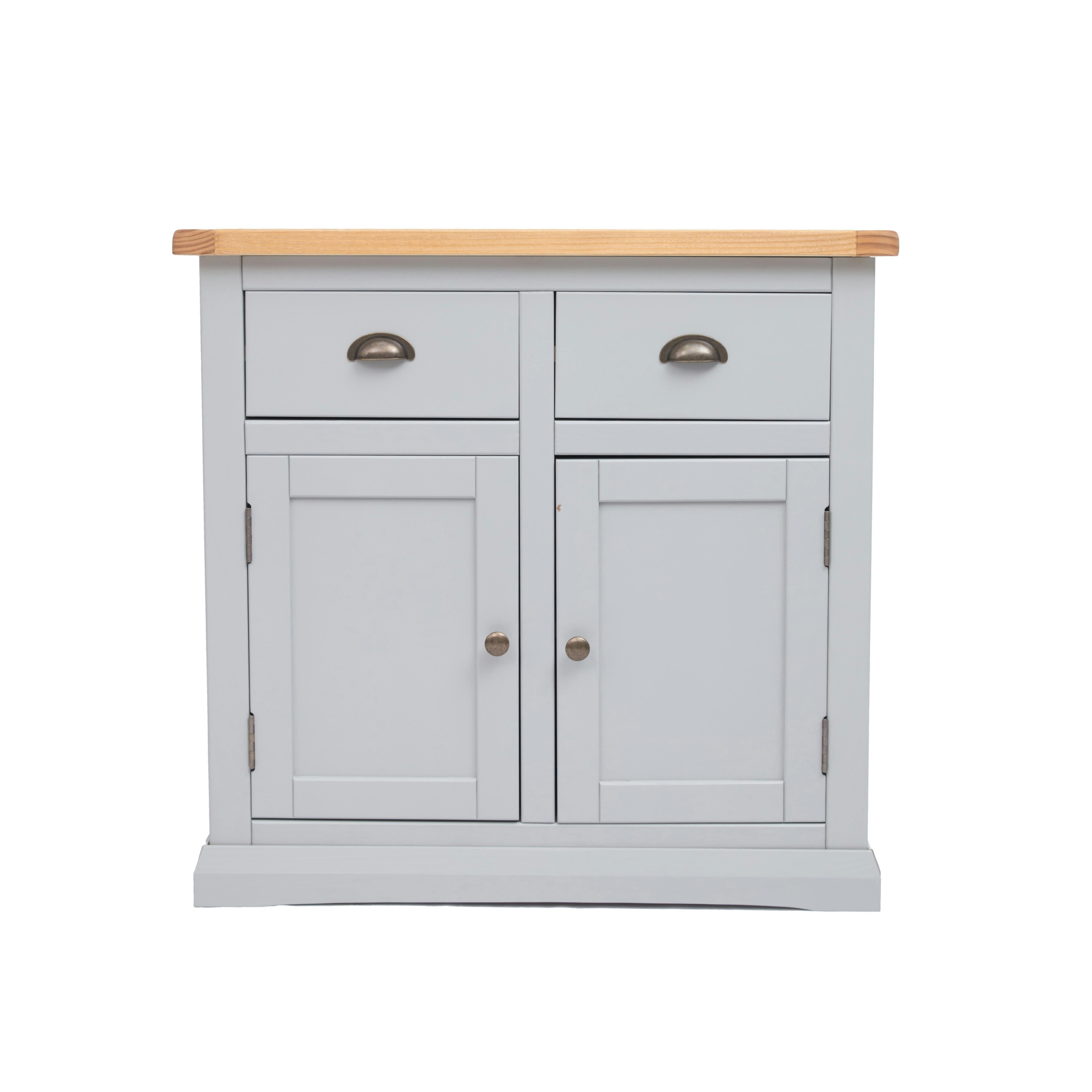 Rackhams Light/Grey Loreo 2 Drawer 2 Door Sideboard Brass Cup Handle