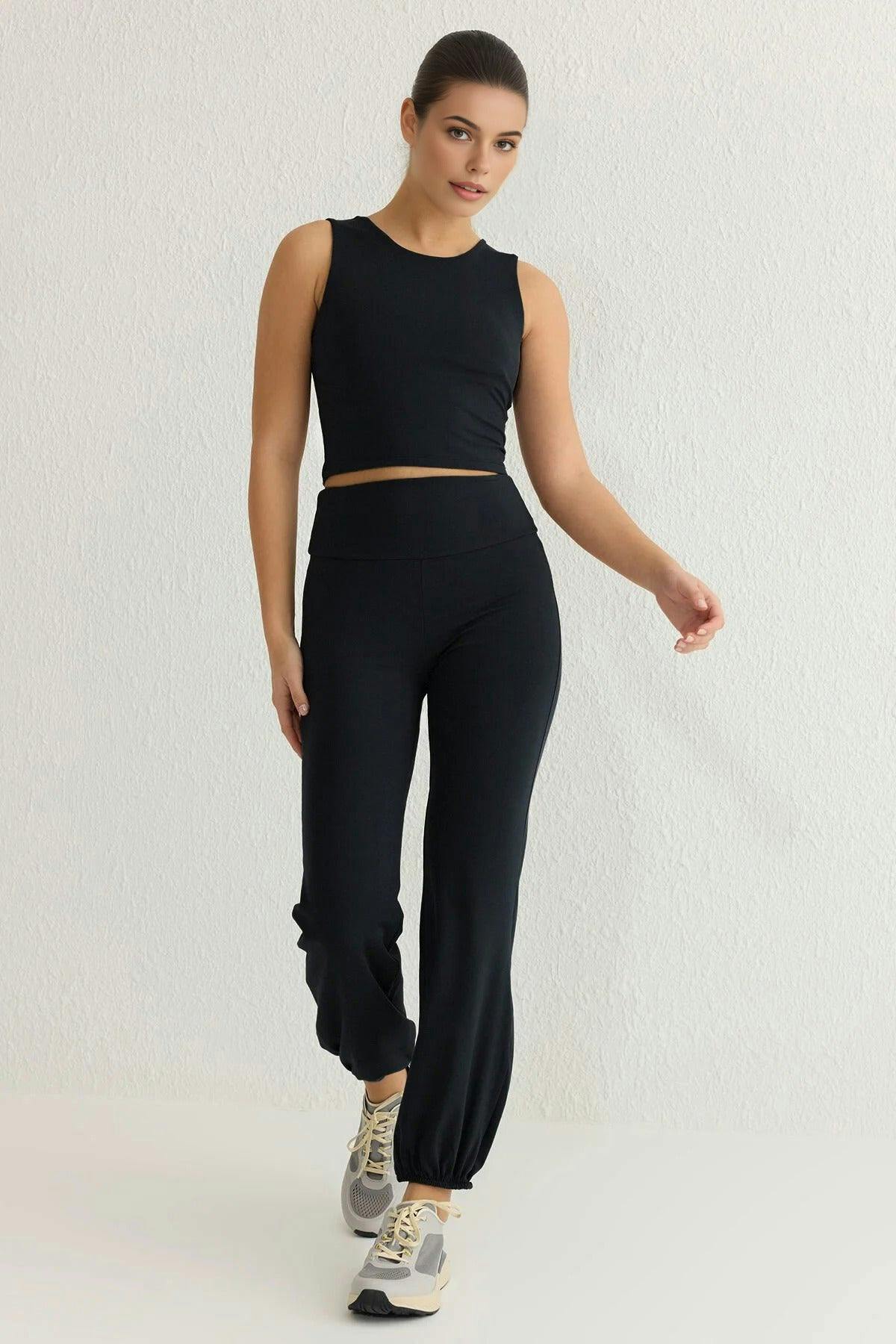 Wovcor Black Brushed Soft Fabric Reflective Print Sport Knit Jogger - M