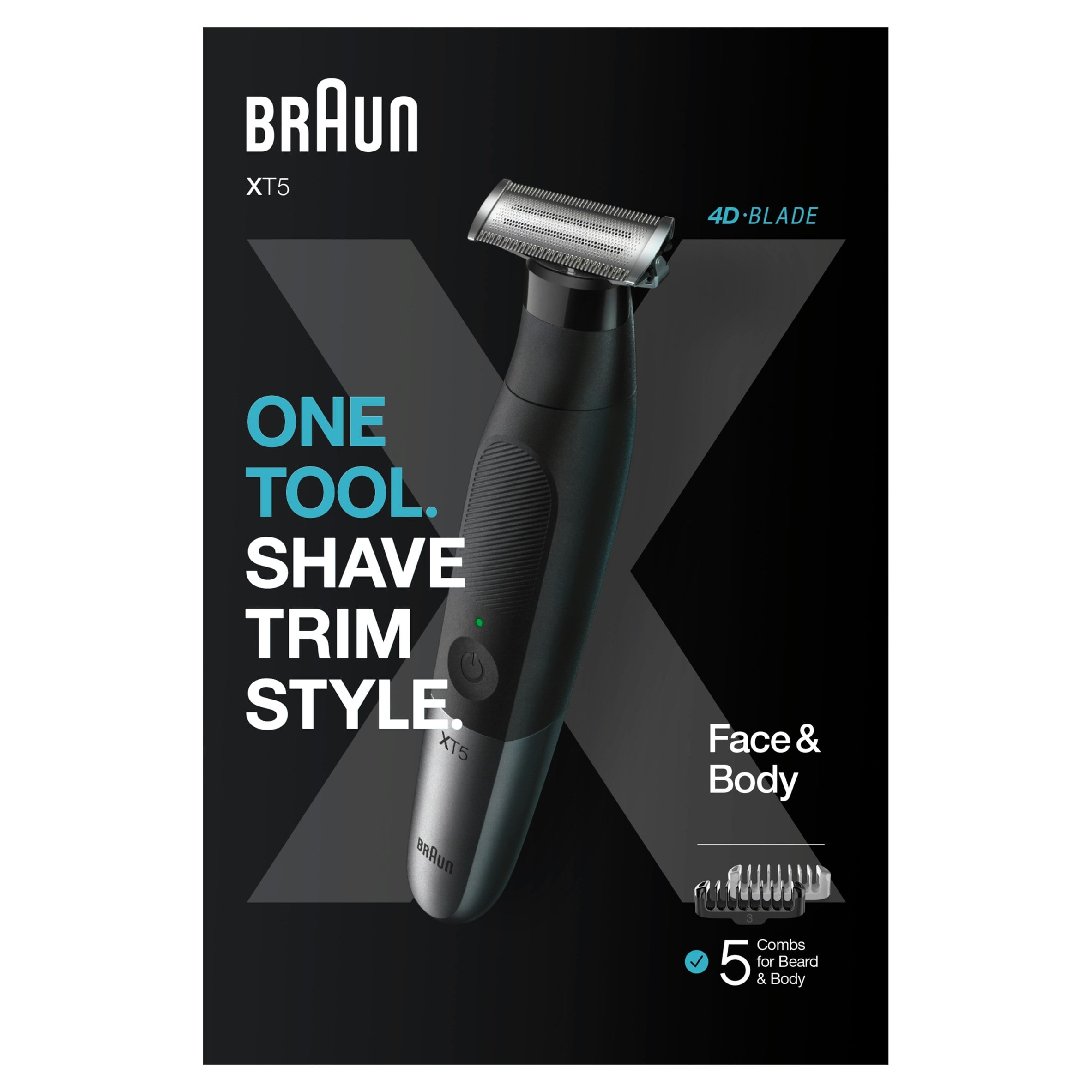 Braun Series X, Beard Trimmer & Body Shaver For Face & Body Hair, Xt5100
