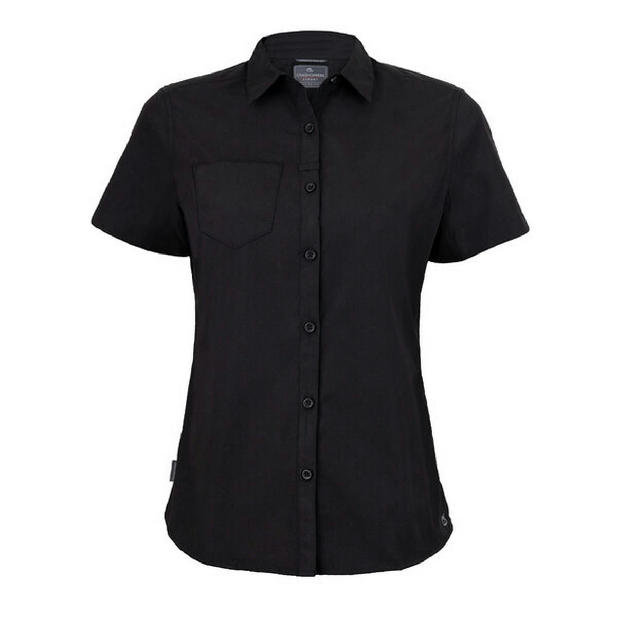 Craghoppers Women's Black Expert Kiwi Short-Sleeved Shirt - 12 Uk - 65% Polyester/35% Cotton